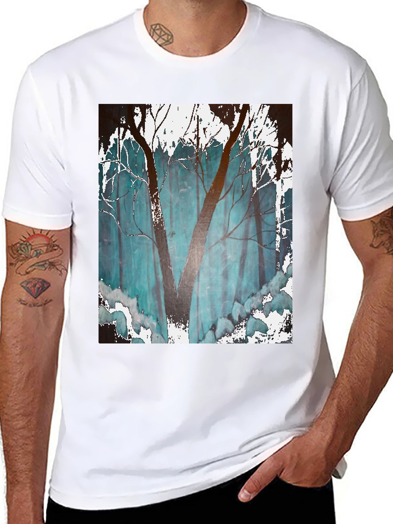 Abstract Forest Graphic Tee - Mens Black T-Shirt