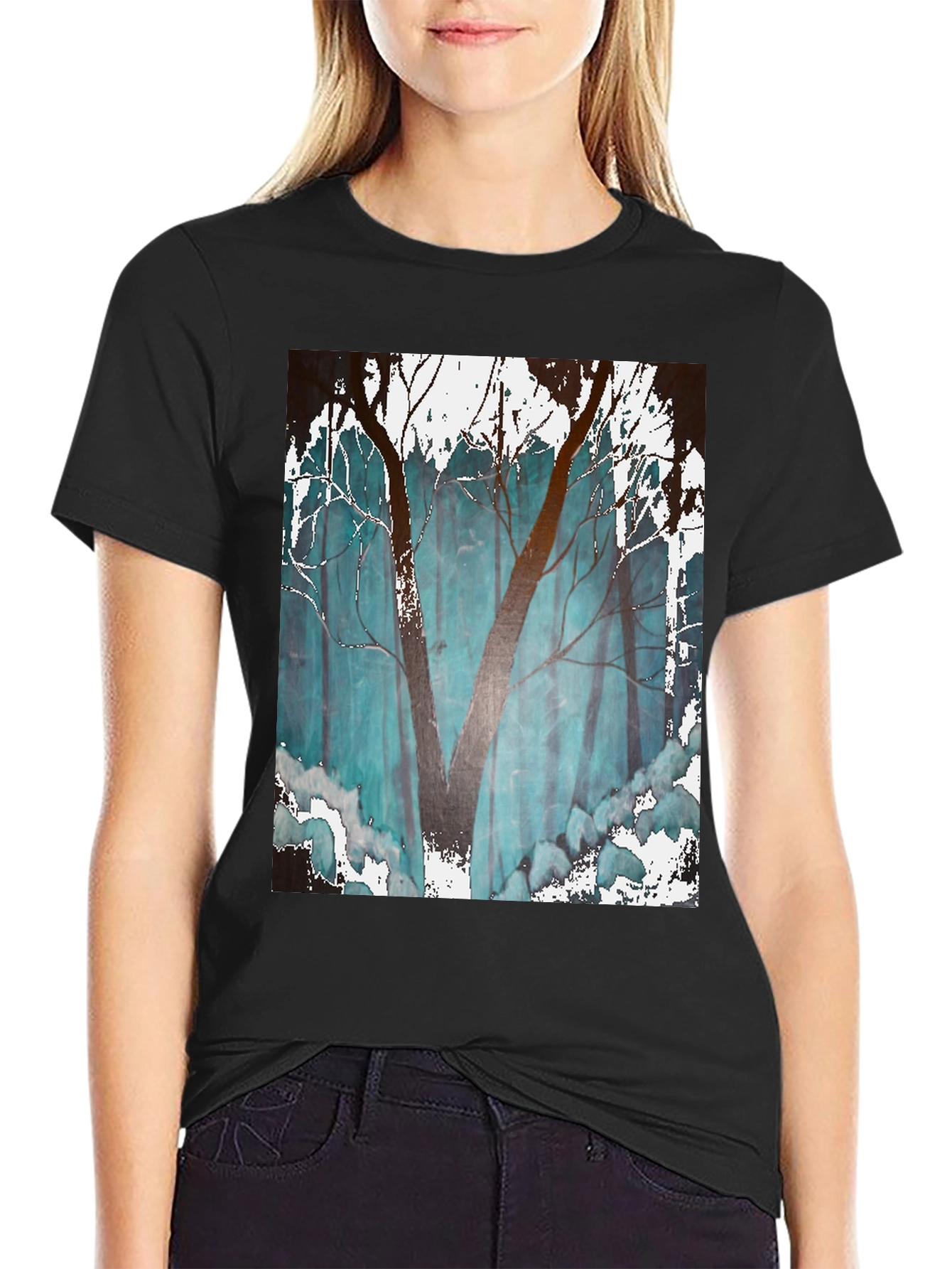 Abstract Forest Graphic Tee - Mens Black T-Shirt