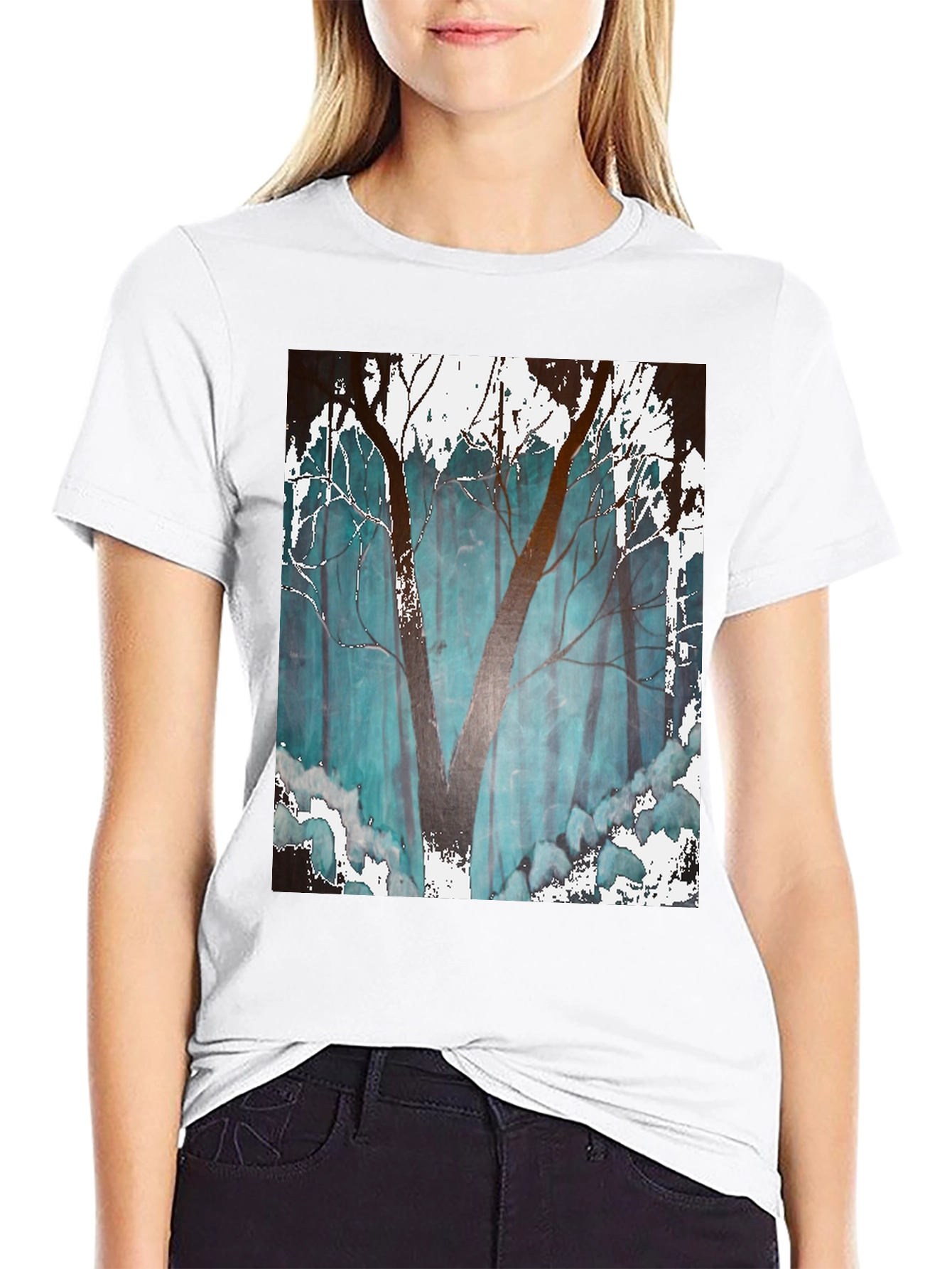 Abstract Forest Graphic Tee - Mens Black T-Shirt