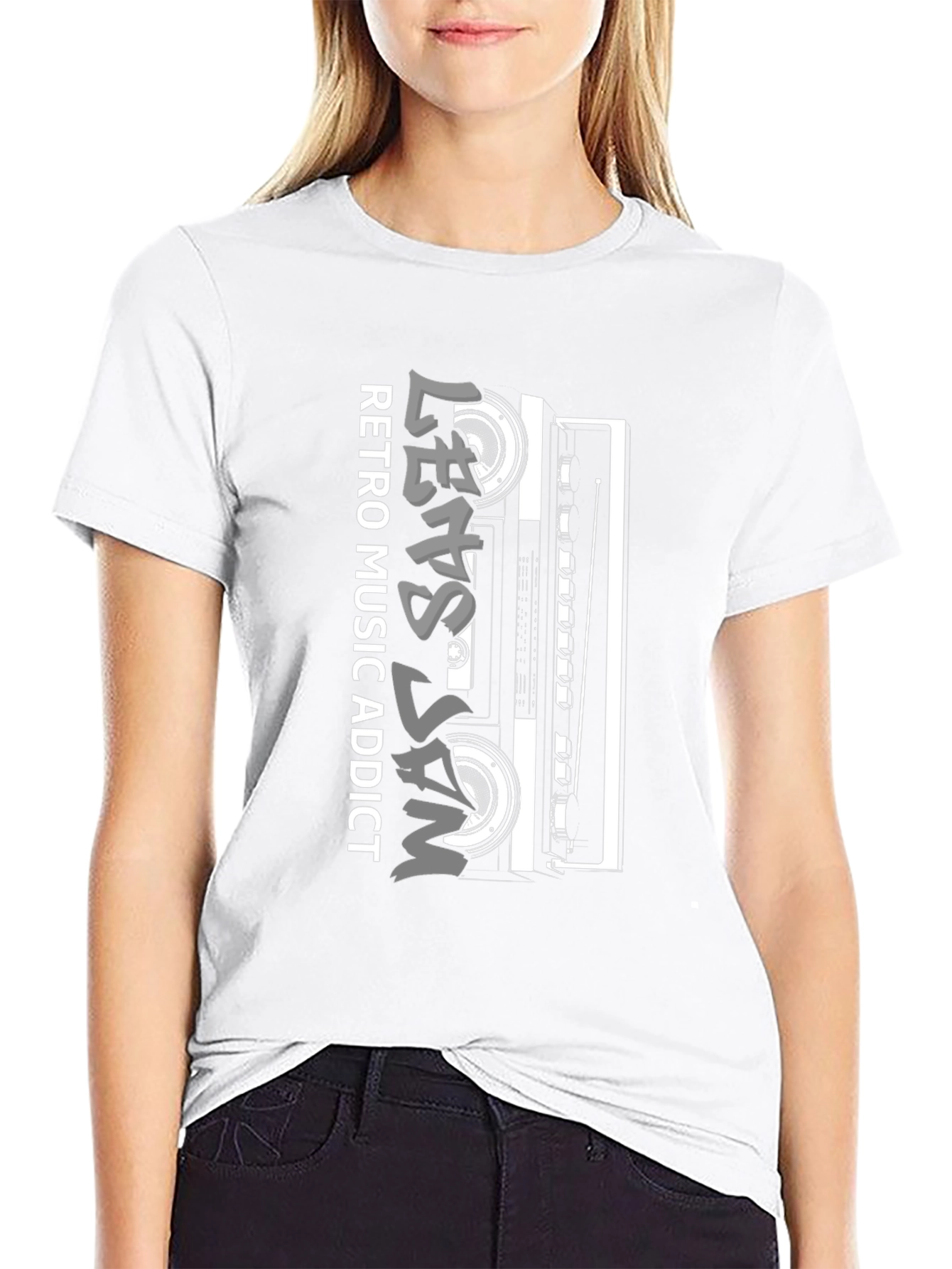 Retro Music Addict Black T-Shirt