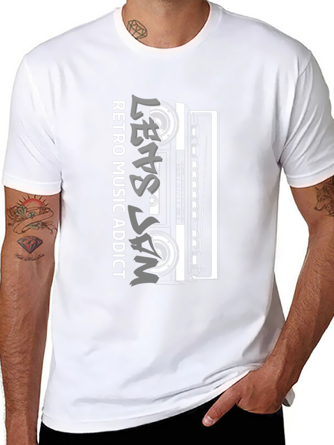 Retro Music Addict Black T-Shirt