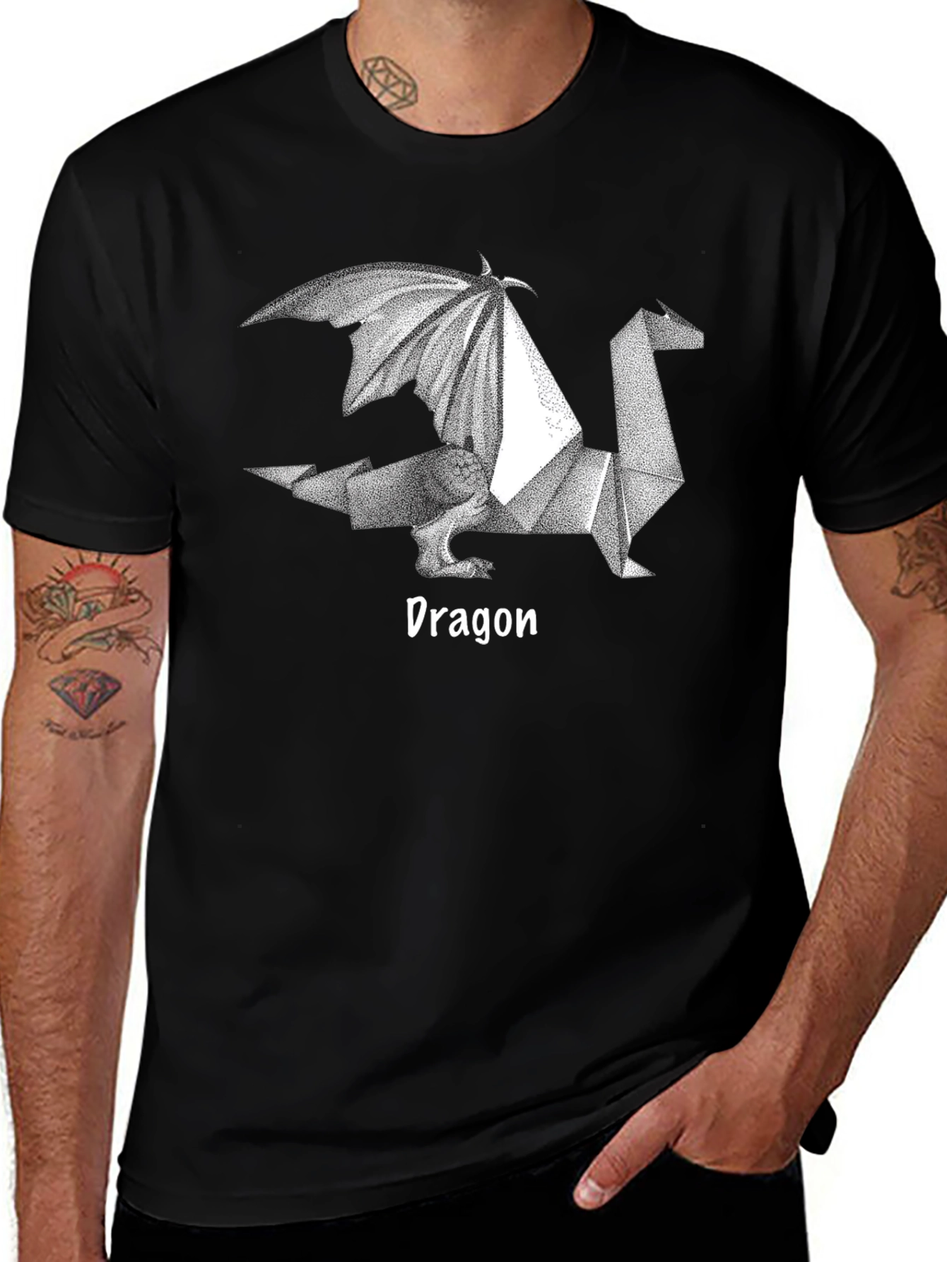 Origami Dragon Graphic Tee - Cool Geeky Design