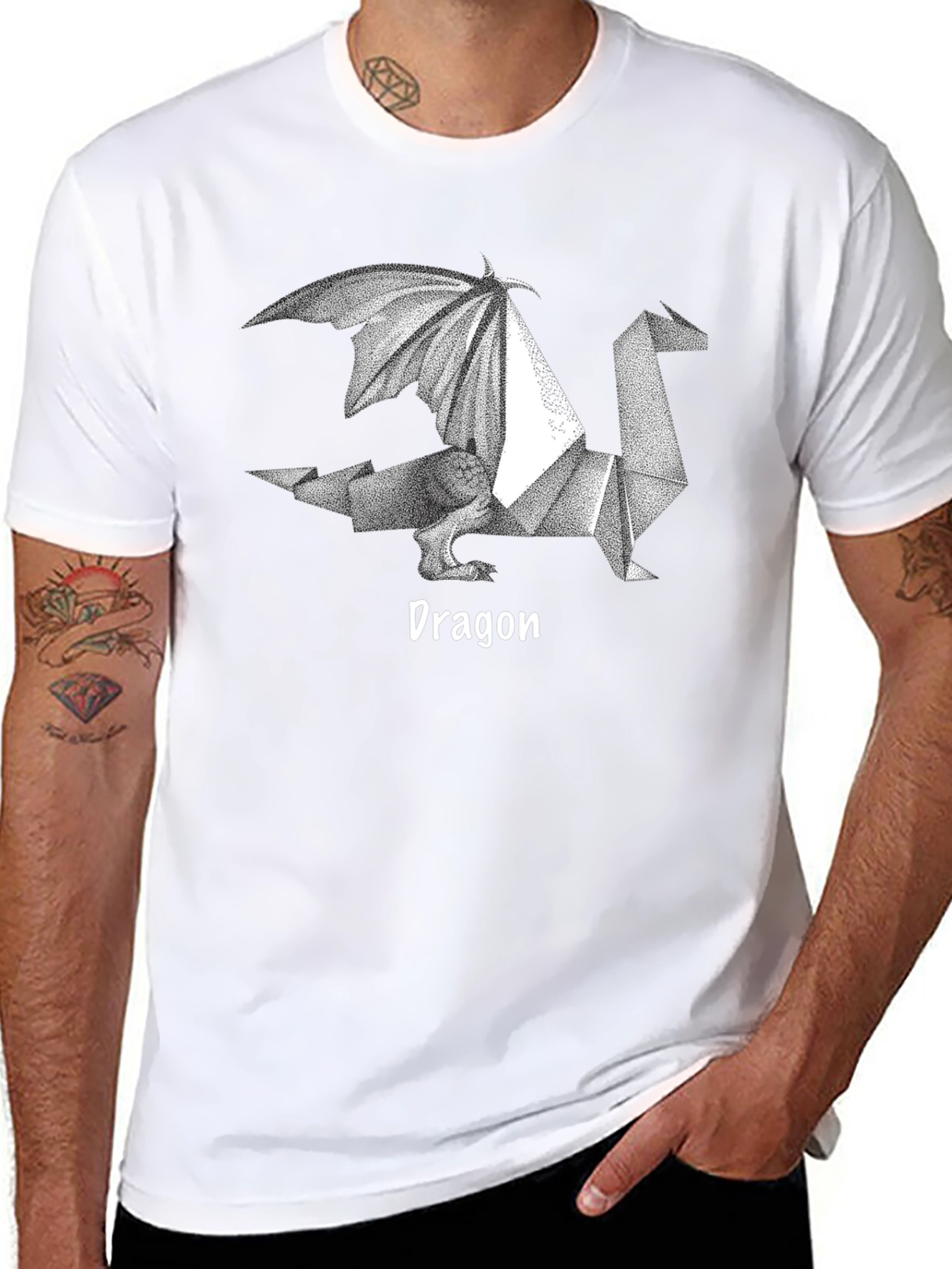 Origami Dragon Graphic Tee - Cool Geeky Design