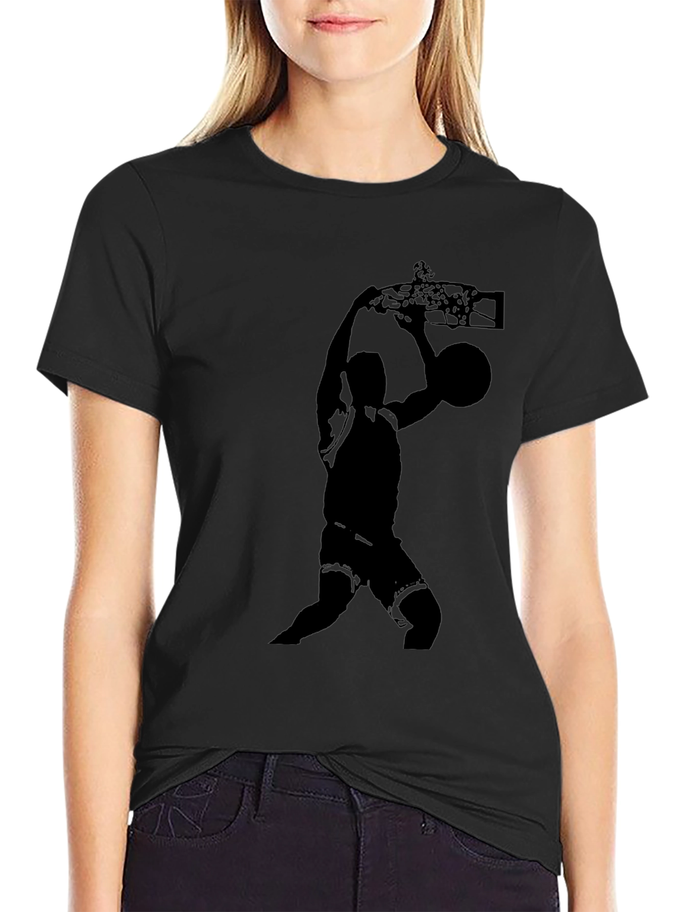 Basketball Slam Dunk Graphic Tee - Stylish Black T-Shirt