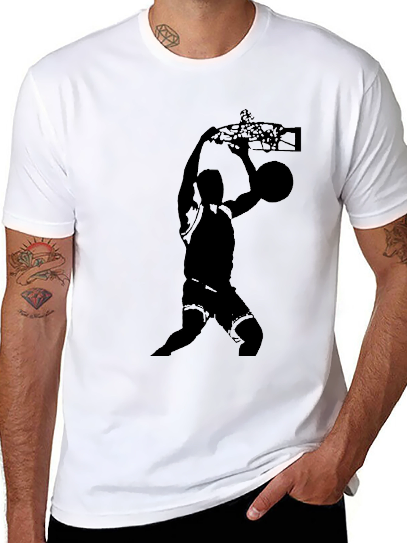 Basketball Slam Dunk Graphic Tee - Stylish Black T-Shirt