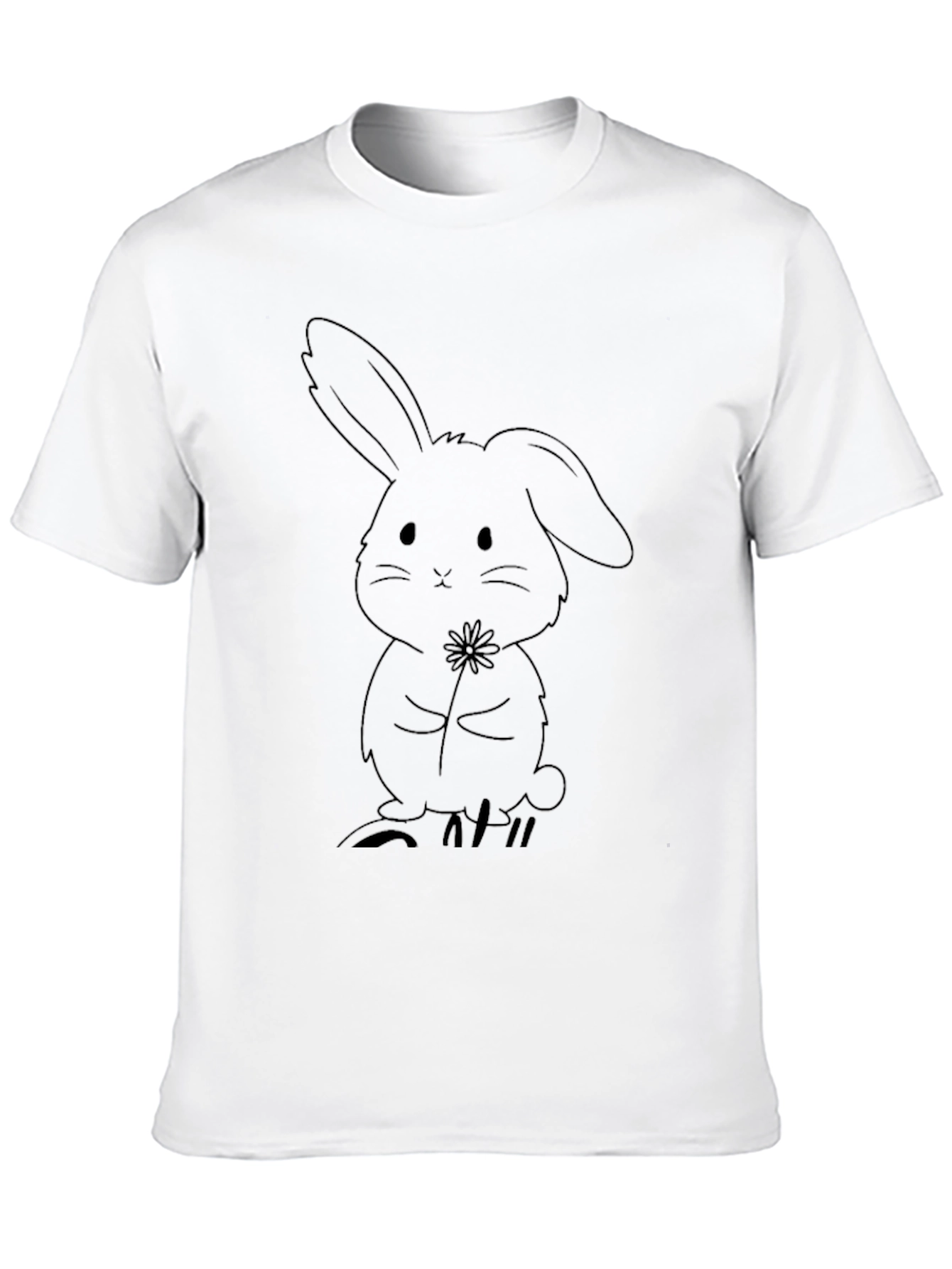 Cute Bunny Graphic Tee - Black