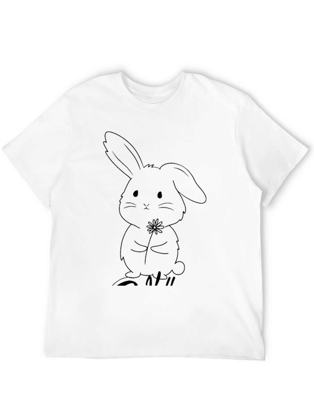Cute Bunny Graphic Tee - Black