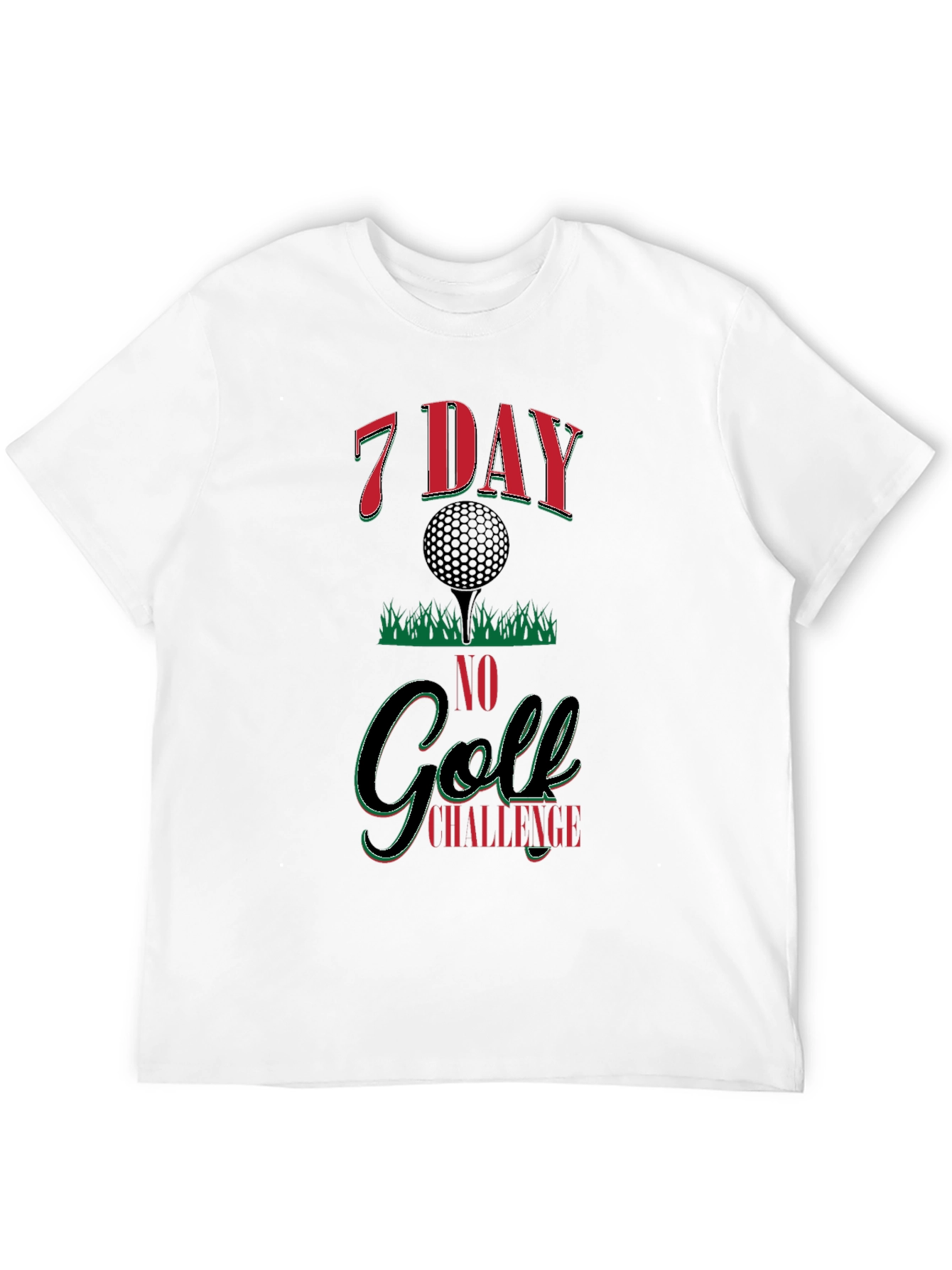 7 Day No Golf Challenge Black Graphic Tee