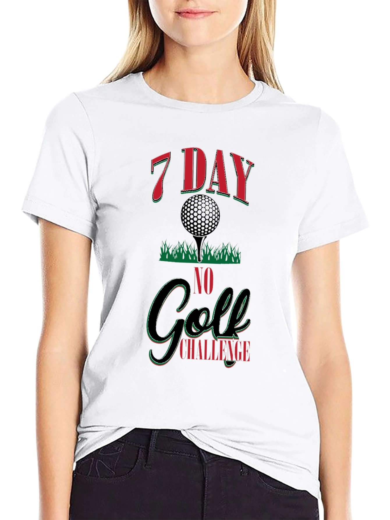 7 Day No Golf Challenge Black Graphic Tee