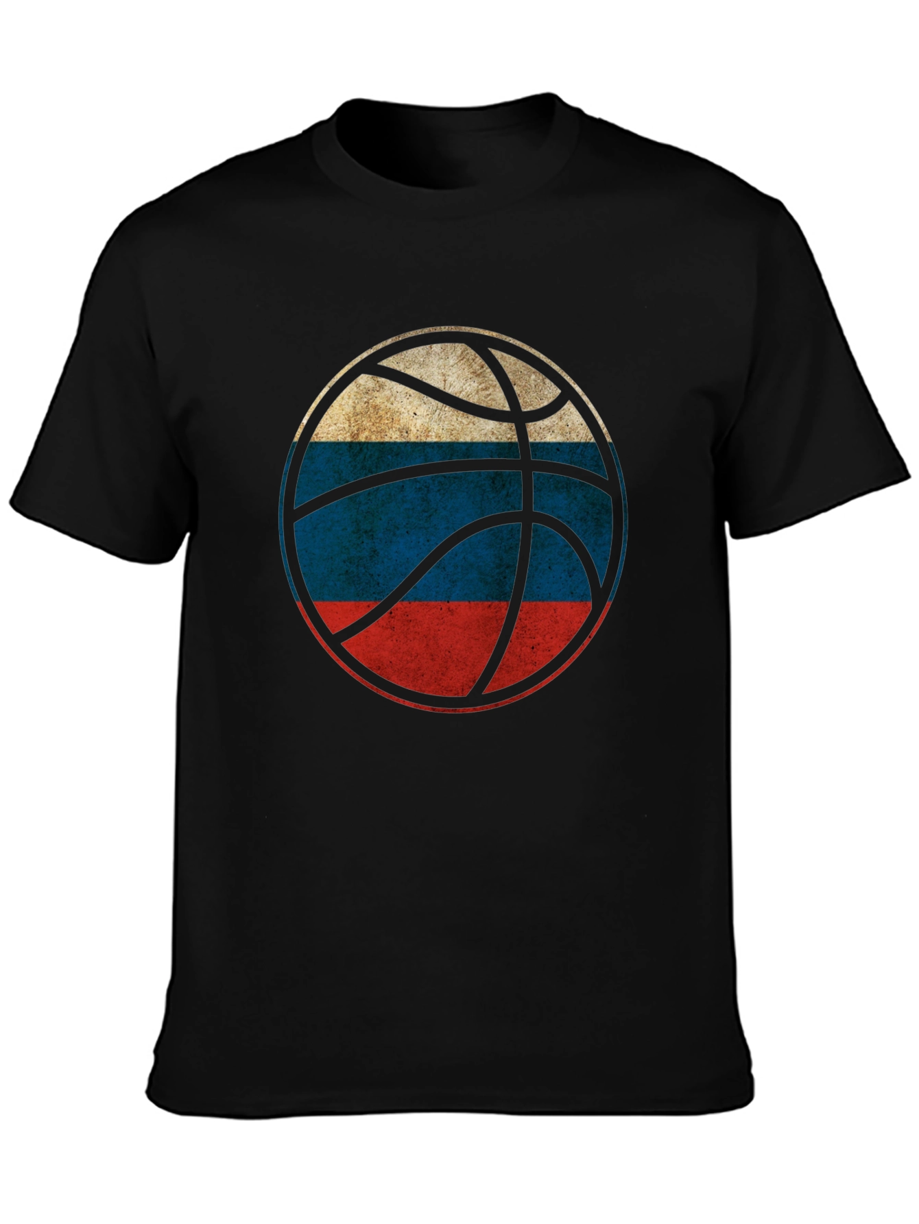 Russian Flag Basketball T-Shirt - Distressed Print