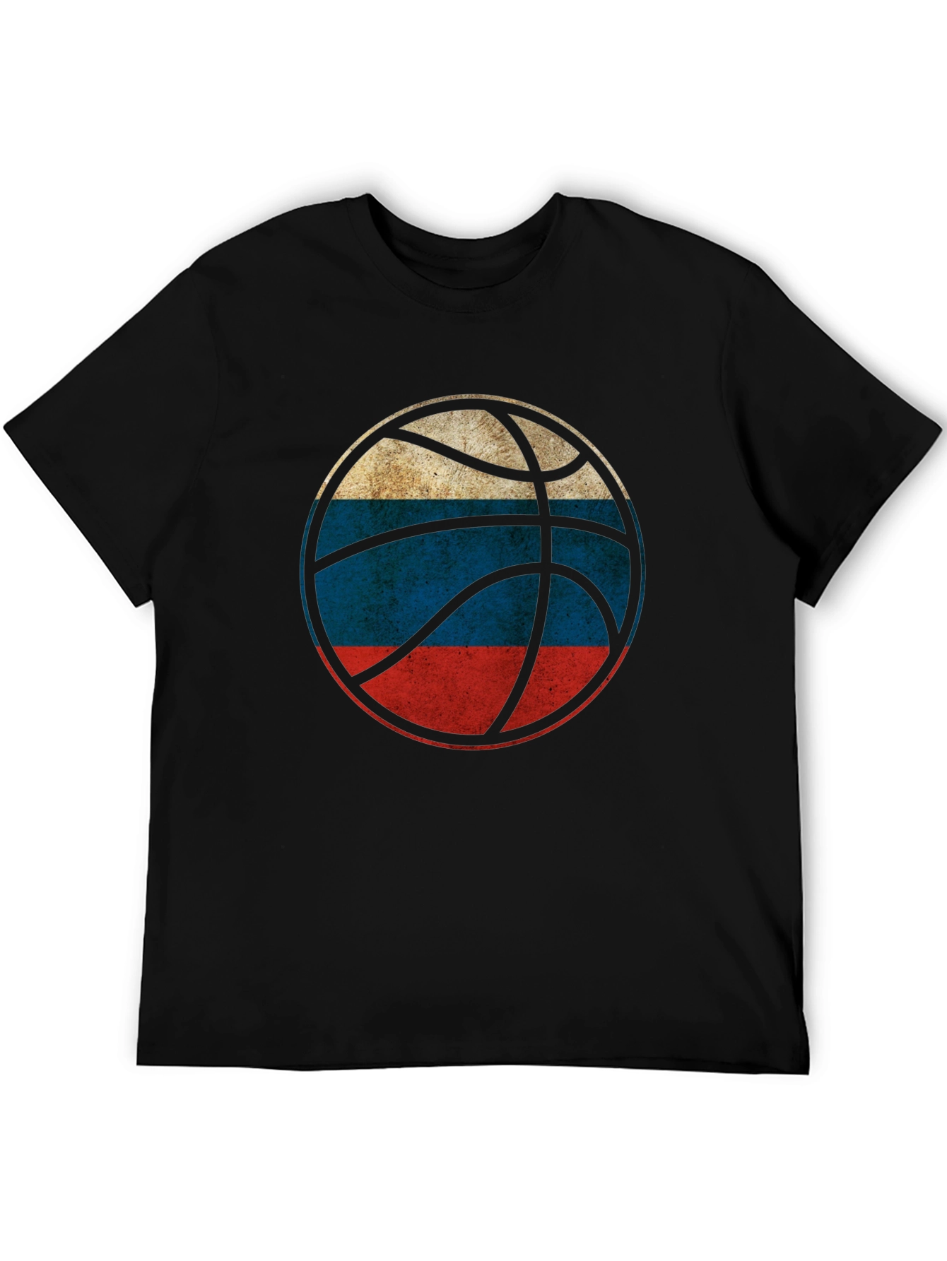 Russian Flag Basketball T-Shirt - Distressed Print