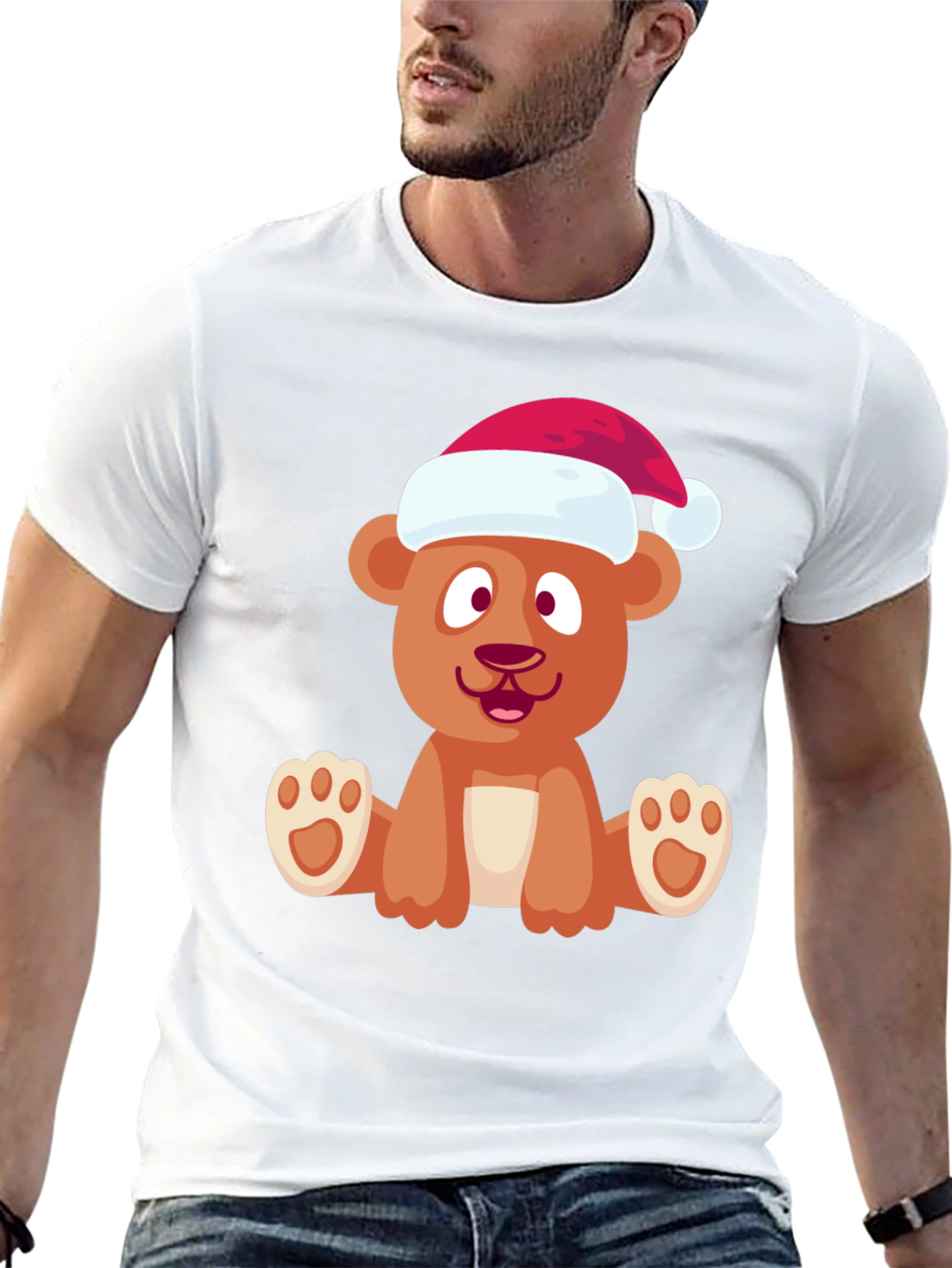 Festive Bear Graphic Tee - Holiday Cheer