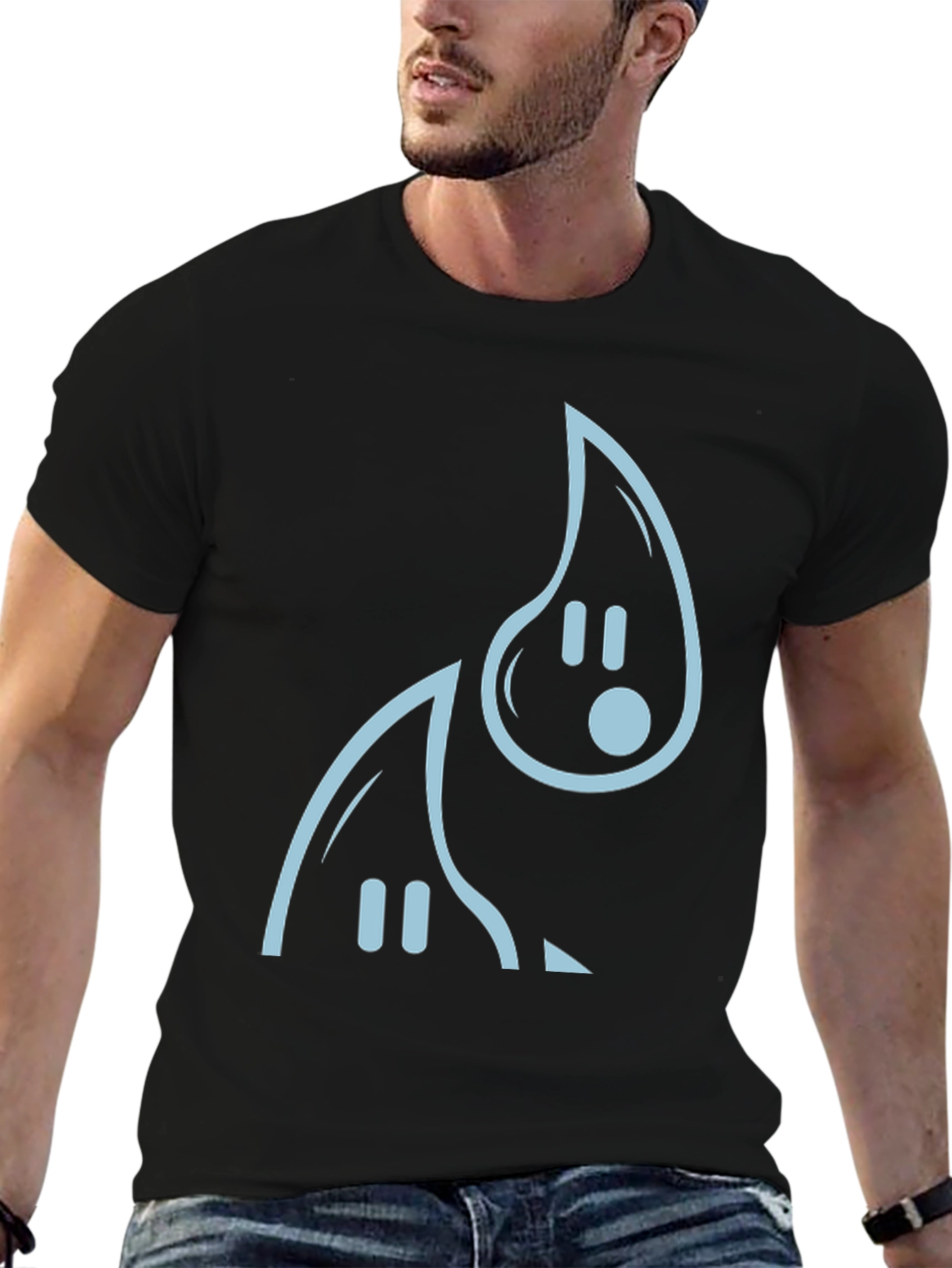 Minimalist Ghost Graphic T-Shirt - Black