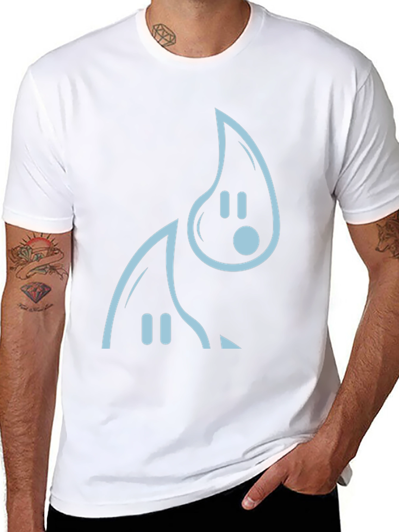 Minimalist Ghost Graphic T-Shirt - Black