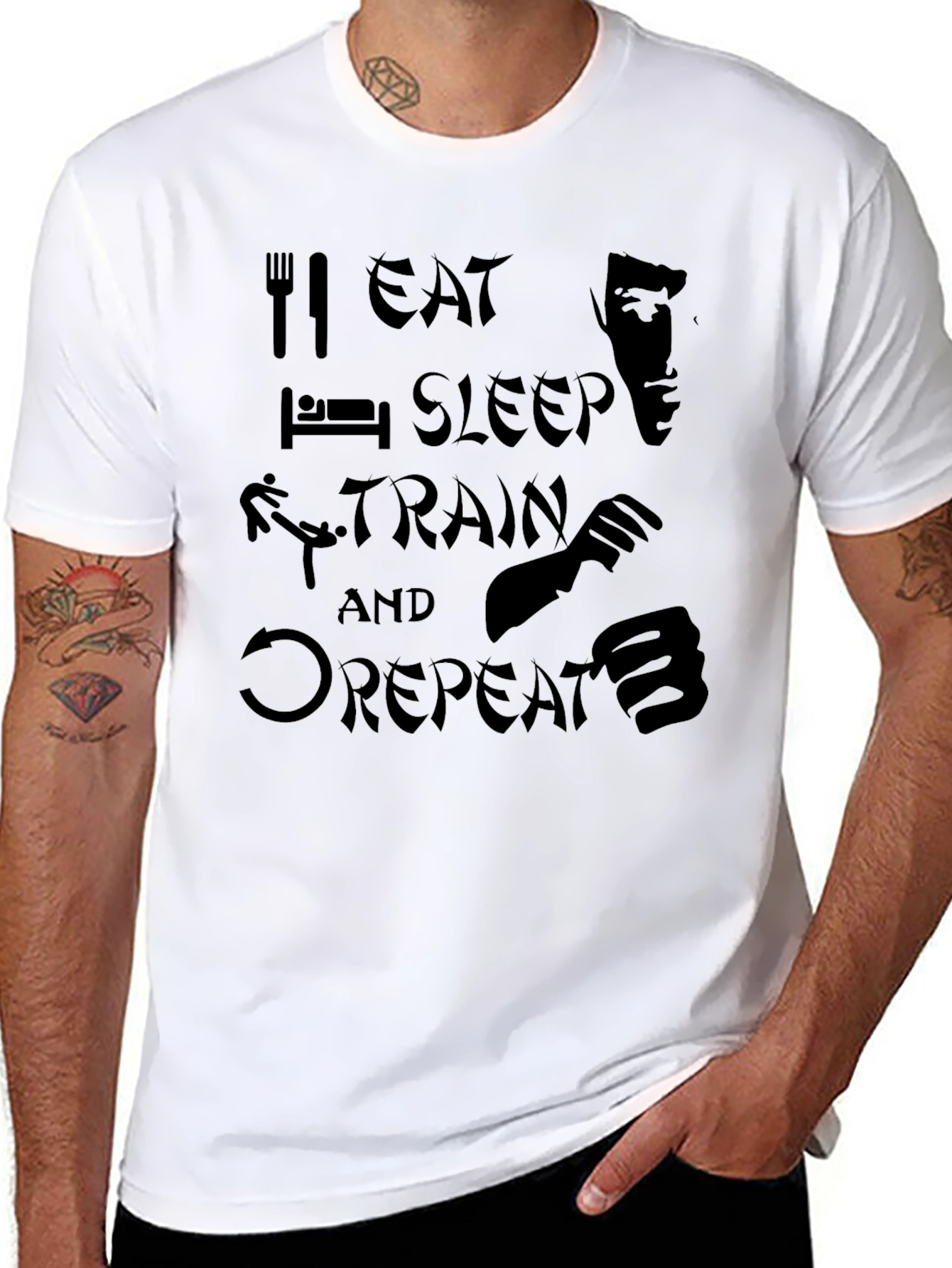 Eat Sleep Train Repeat Martial Arts T-Shirt