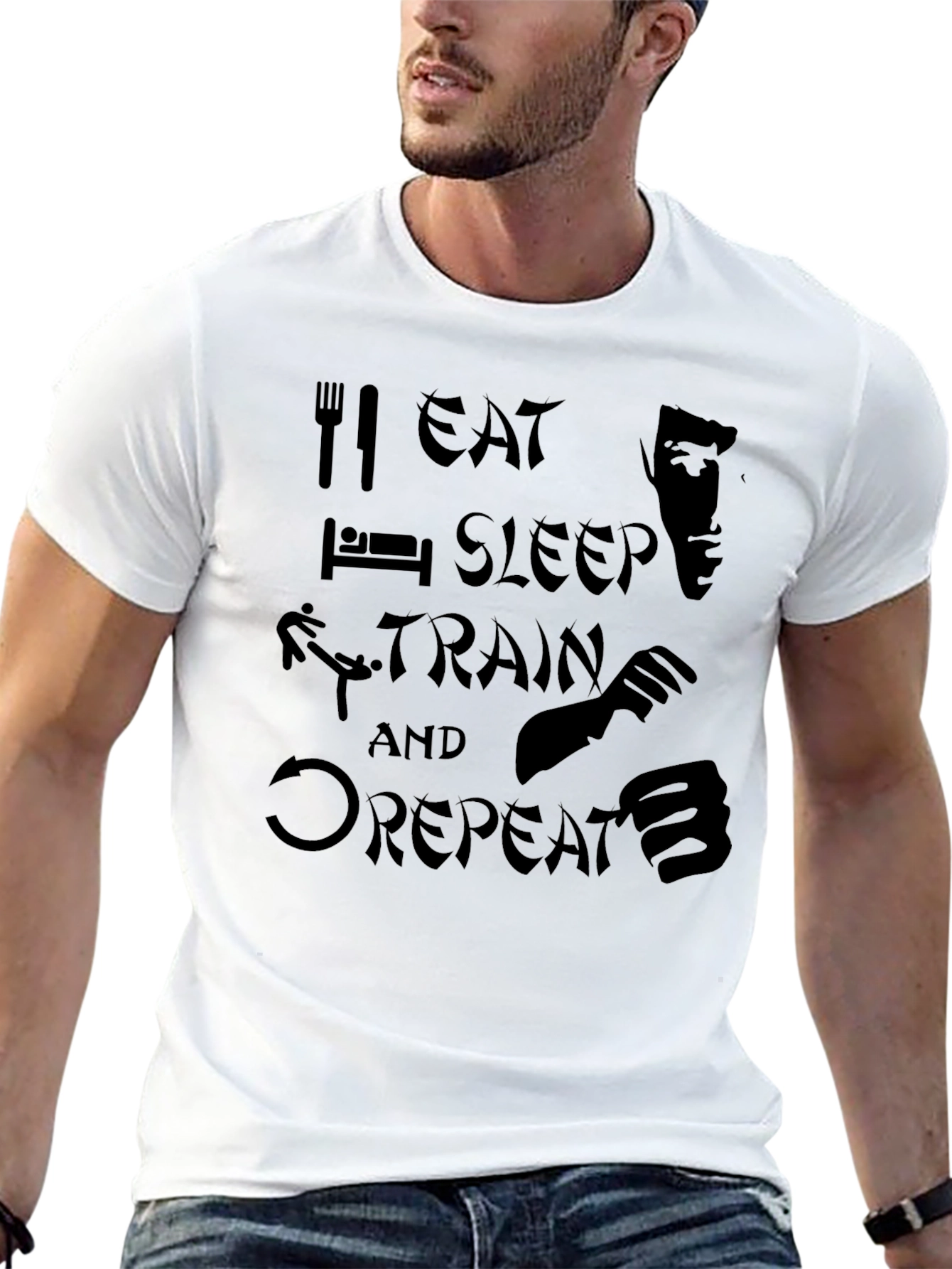 Eat Sleep Train Repeat Martial Arts T-Shirt
