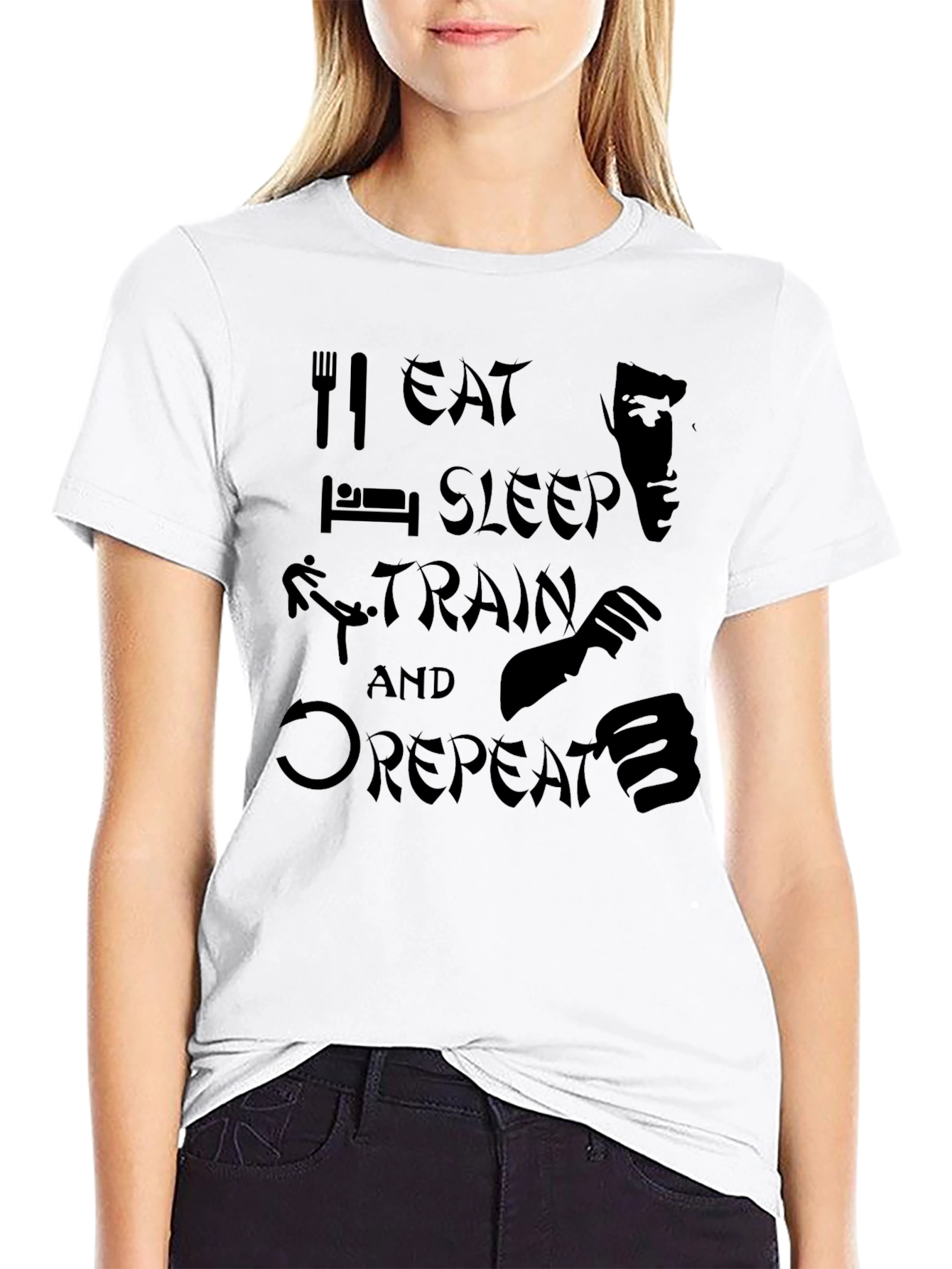 Eat Sleep Train Repeat Martial Arts T-Shirt