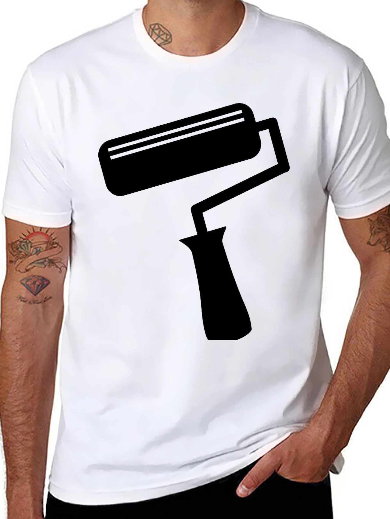 Painters Roller T-Shirt - Black Crew Neck Tee
