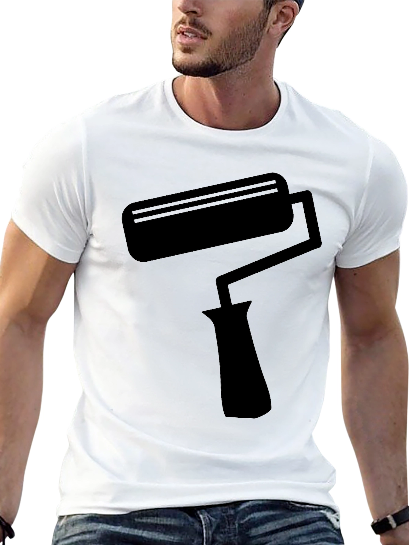 Painters Roller T-Shirt - Black Crew Neck Tee