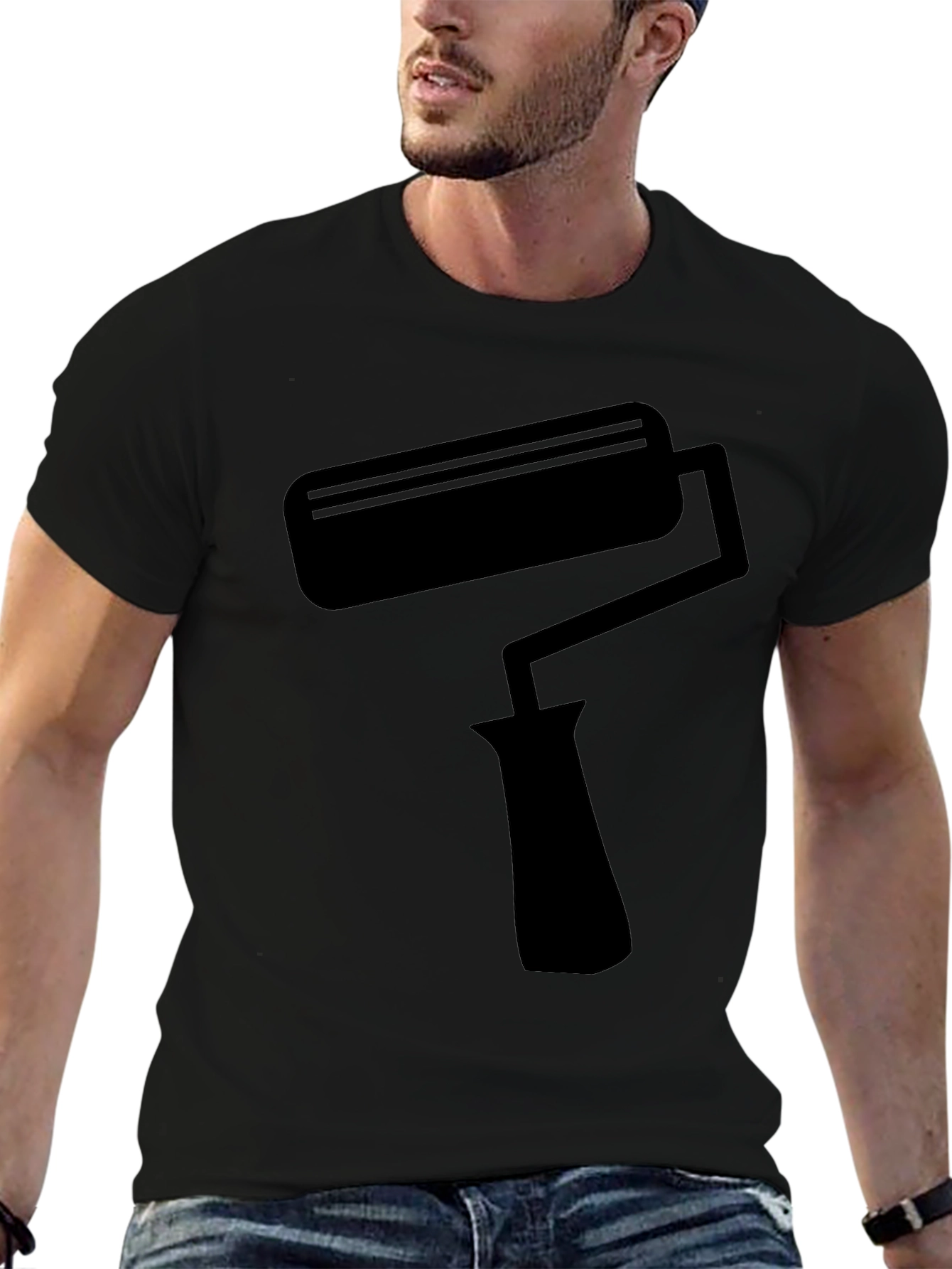 Painters Roller T-Shirt - Black Crew Neck Tee