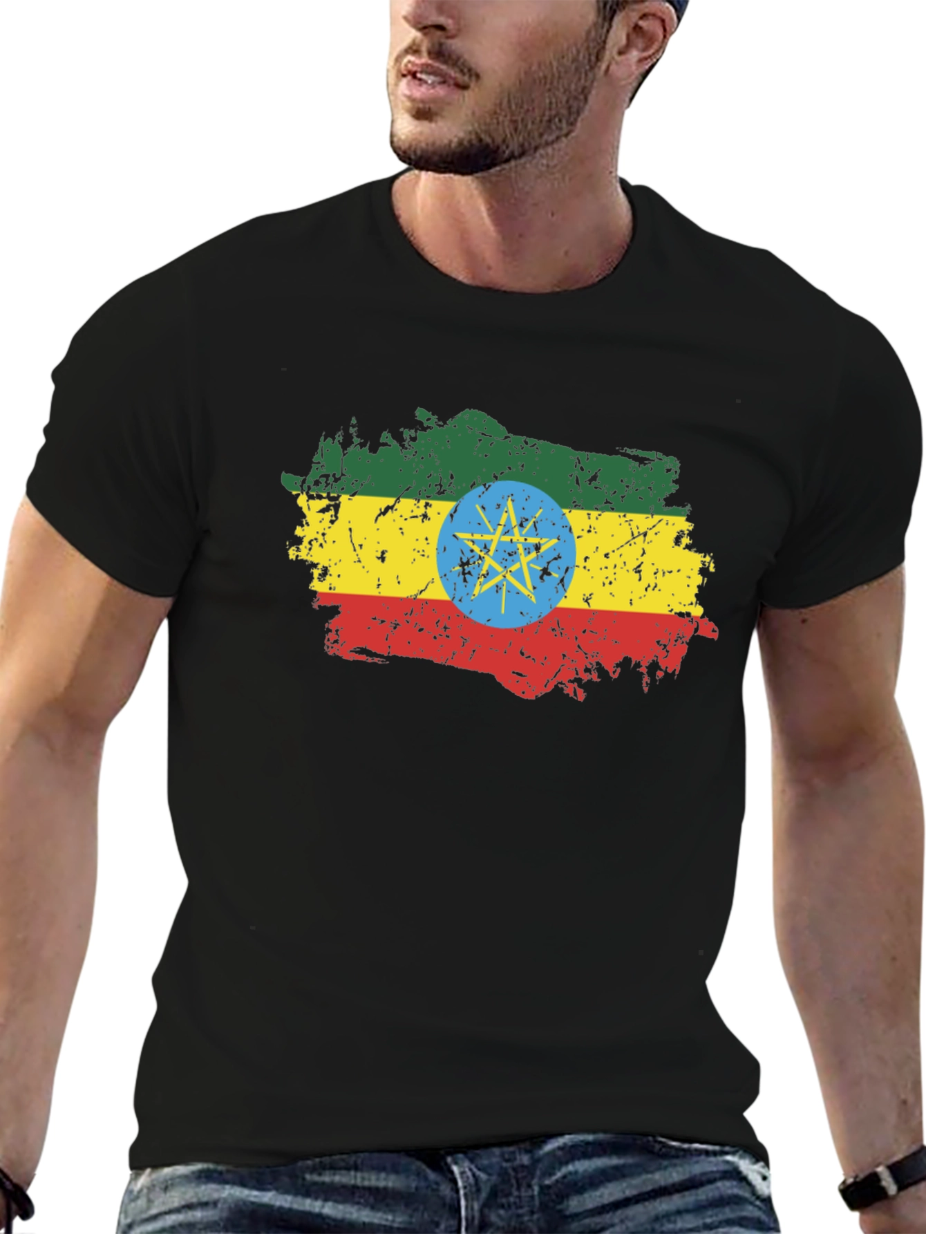 Ethiopia Flag T-Shirt - Distressed Graphic Tee
