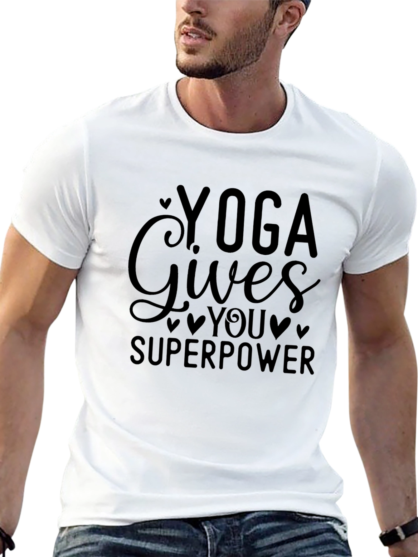 Yoga Gives You Superpower Graphic Tee - Black