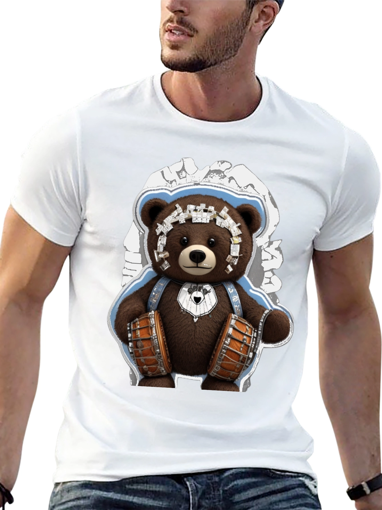Drummer Bear Graphic Tee