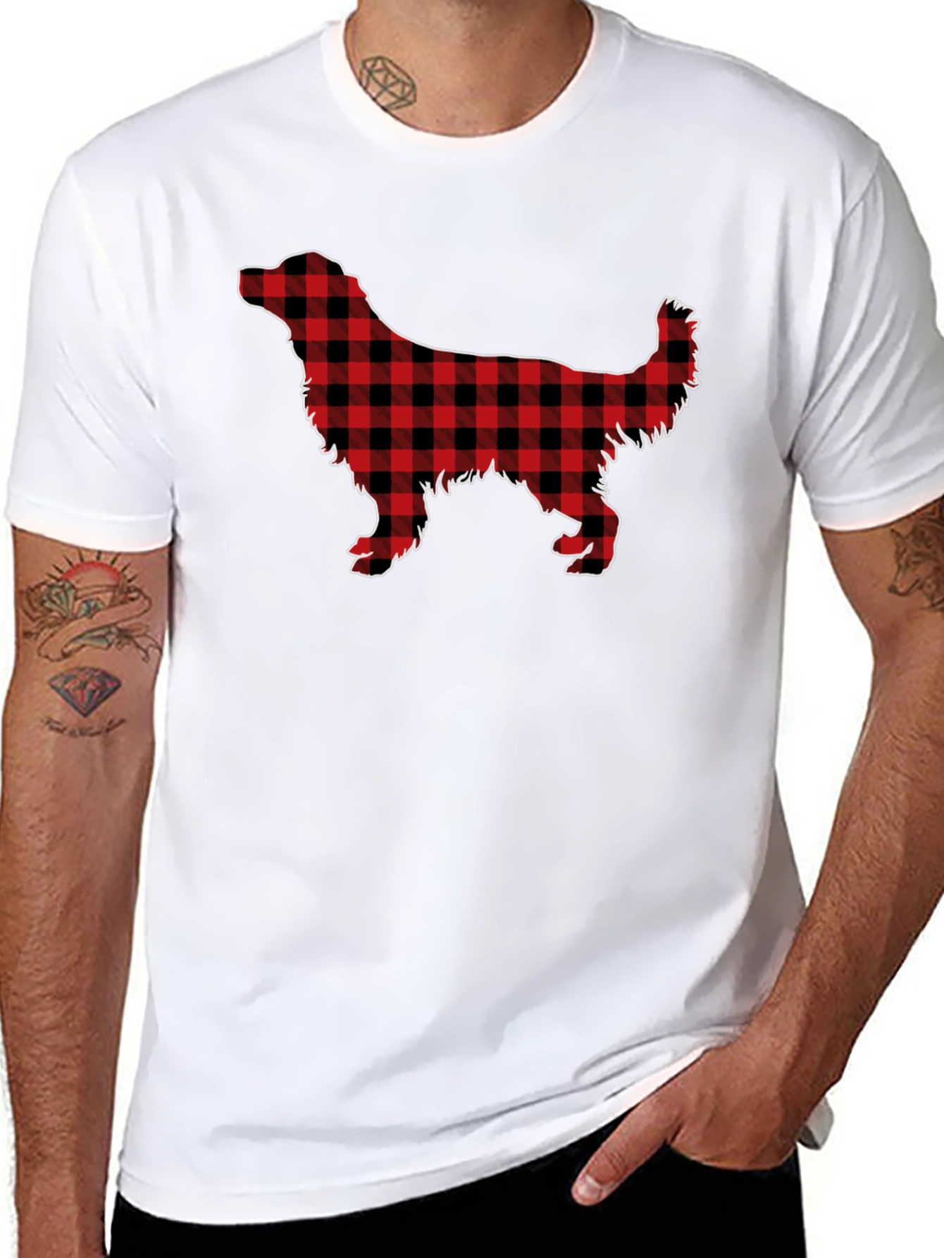 Buffalo Plaid Dog Silhouette Graphic Tee