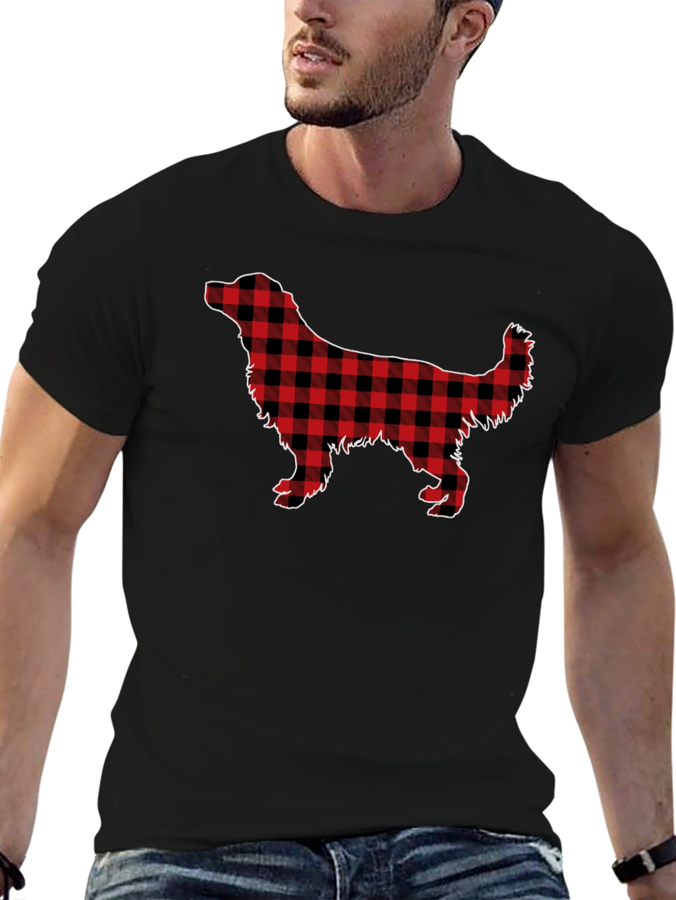 Buffalo Plaid Dog Silhouette Graphic Tee