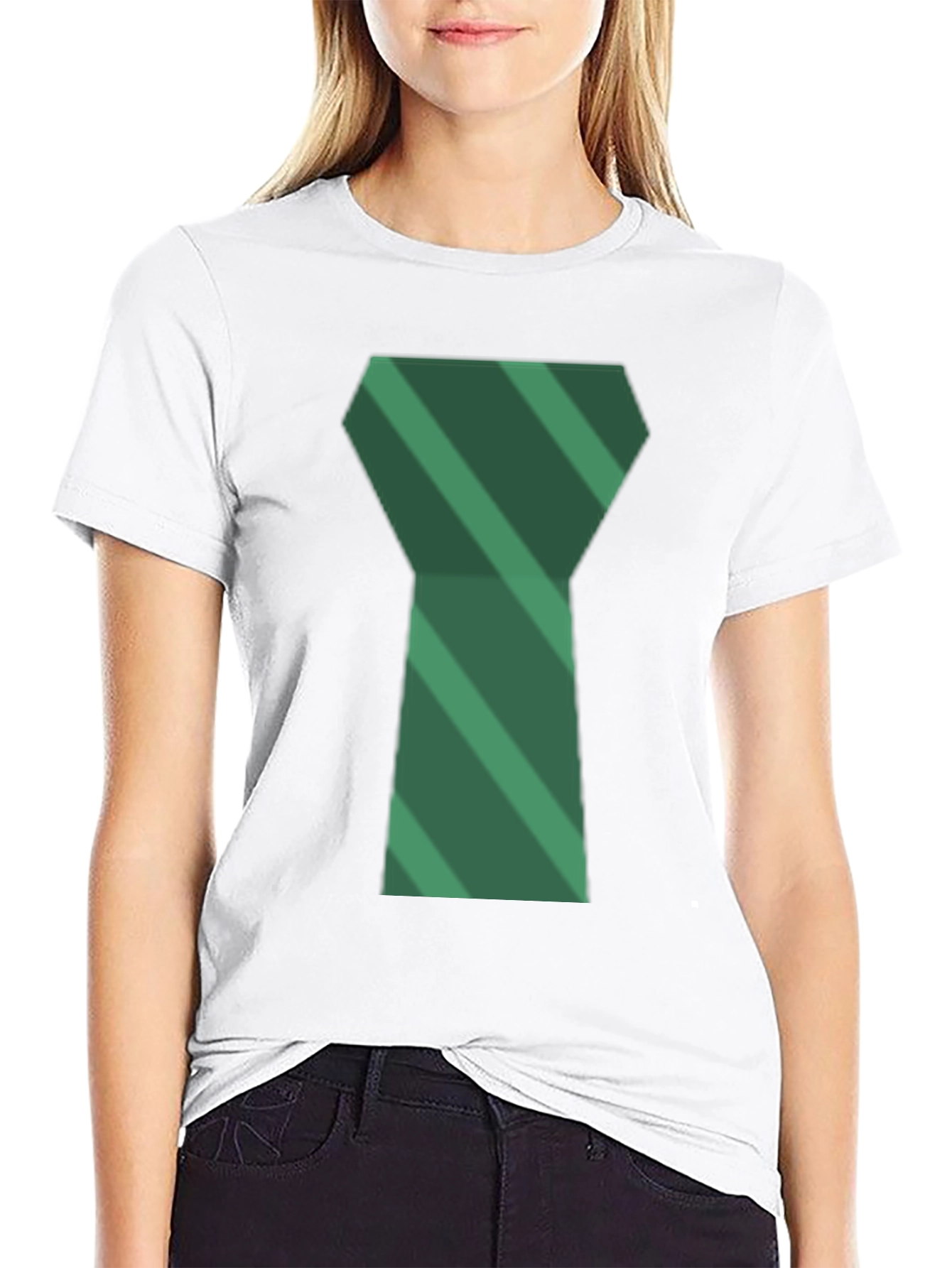 Green Tie Graphic Mens Black T-Shirt