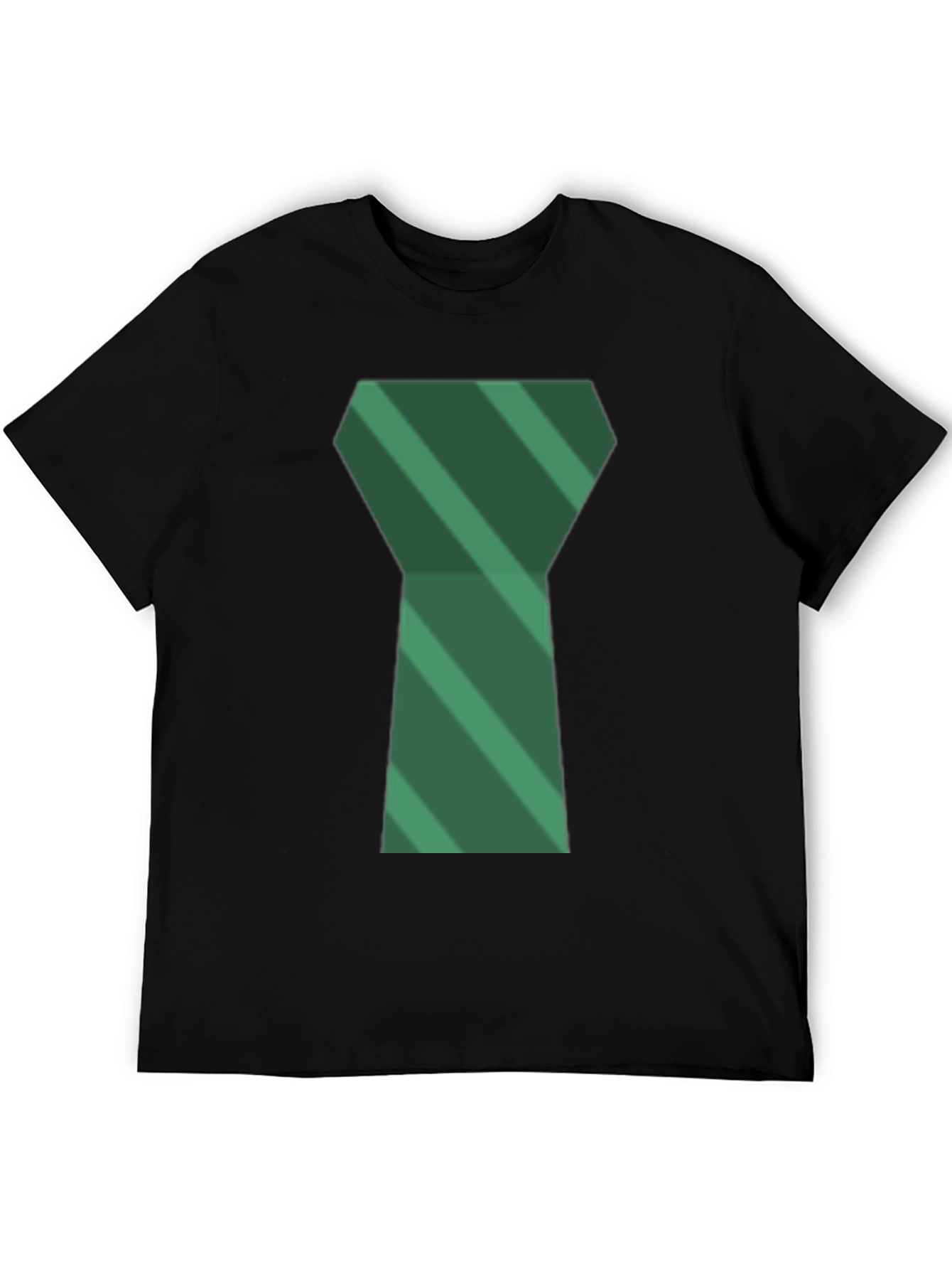Green Tie Graphic Mens Black T-Shirt