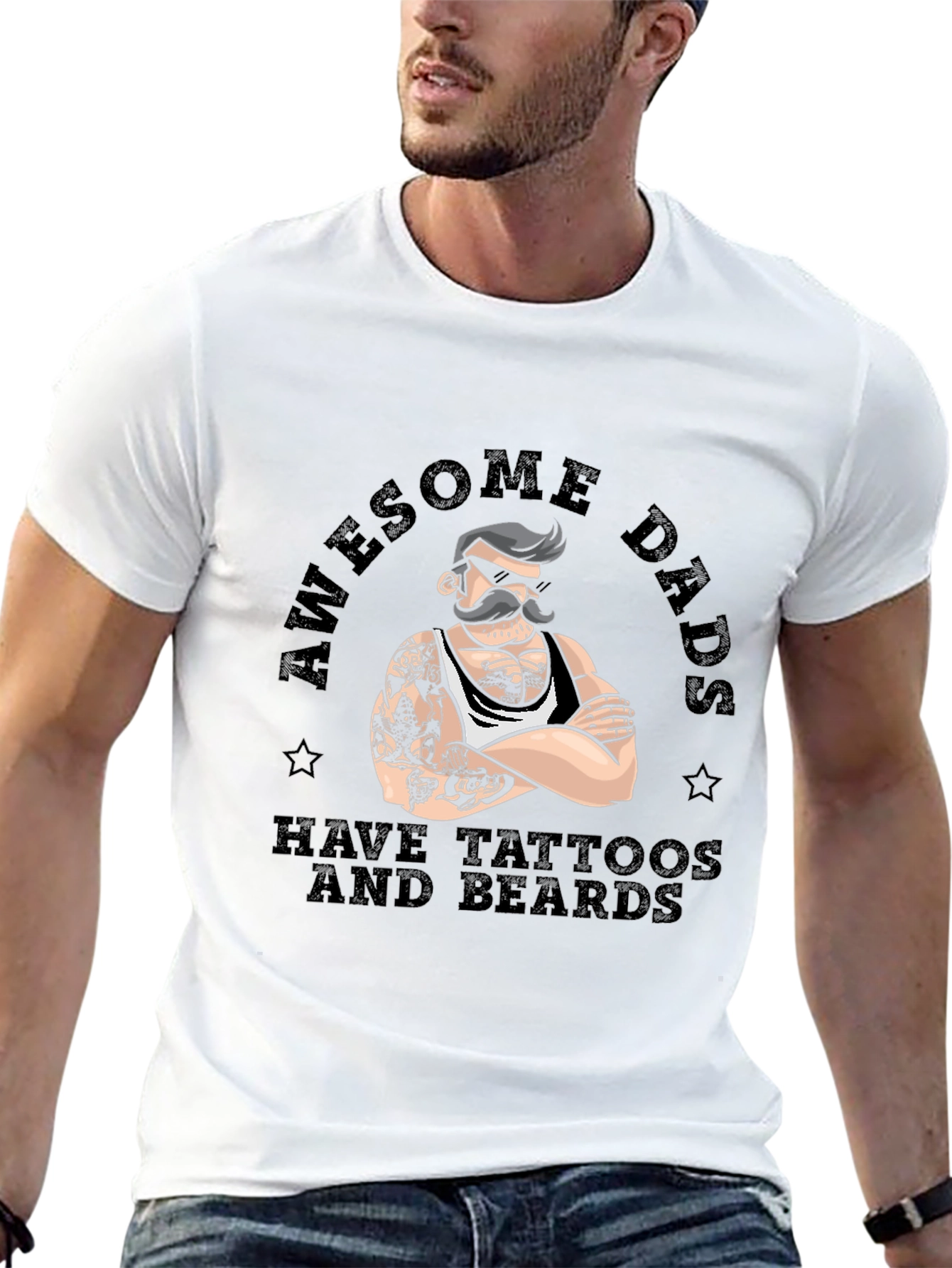 Awesome Dads Tattoos & Beards Graphic Tee