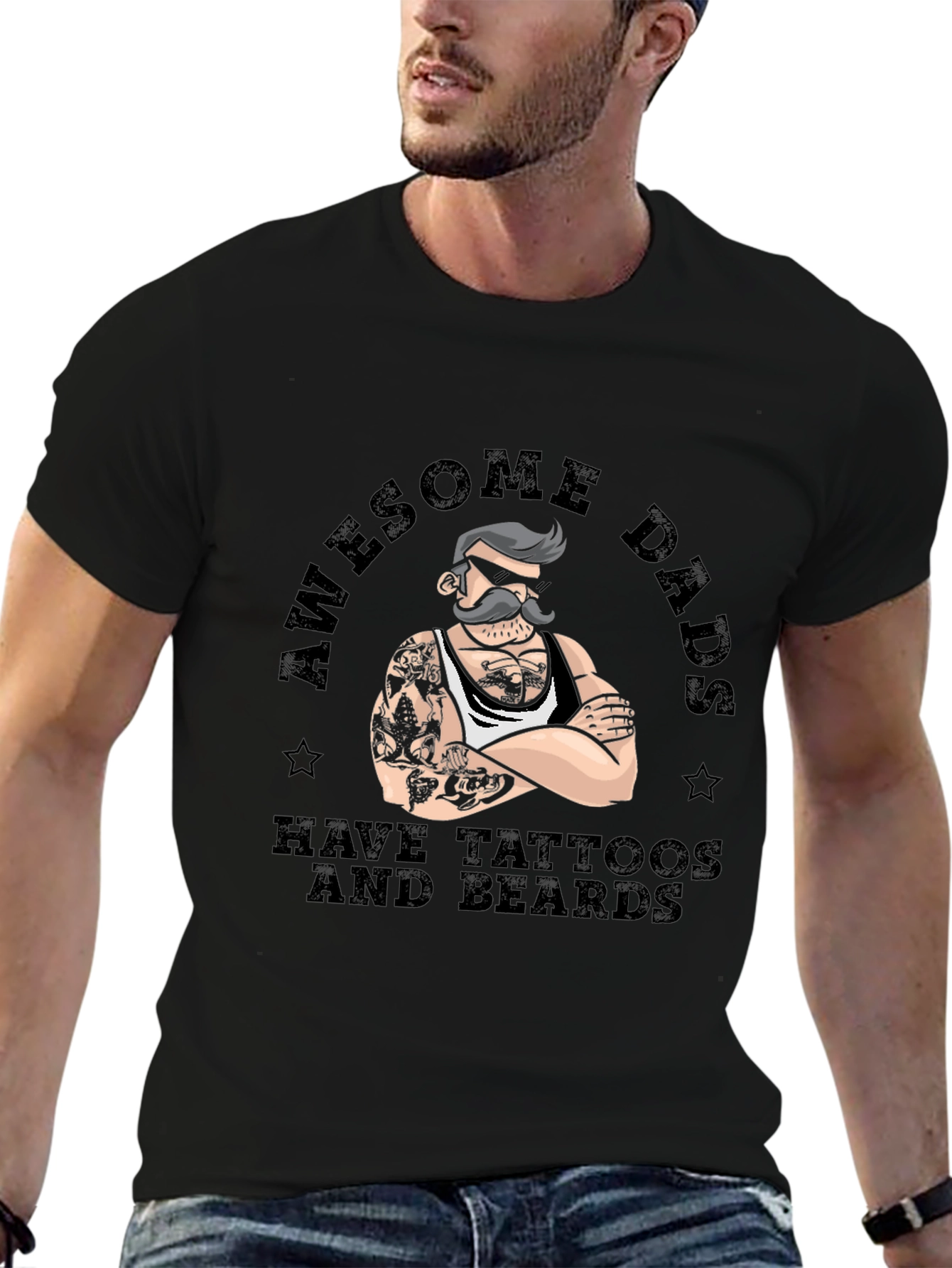 Awesome Dads Tattoos & Beards Graphic Tee