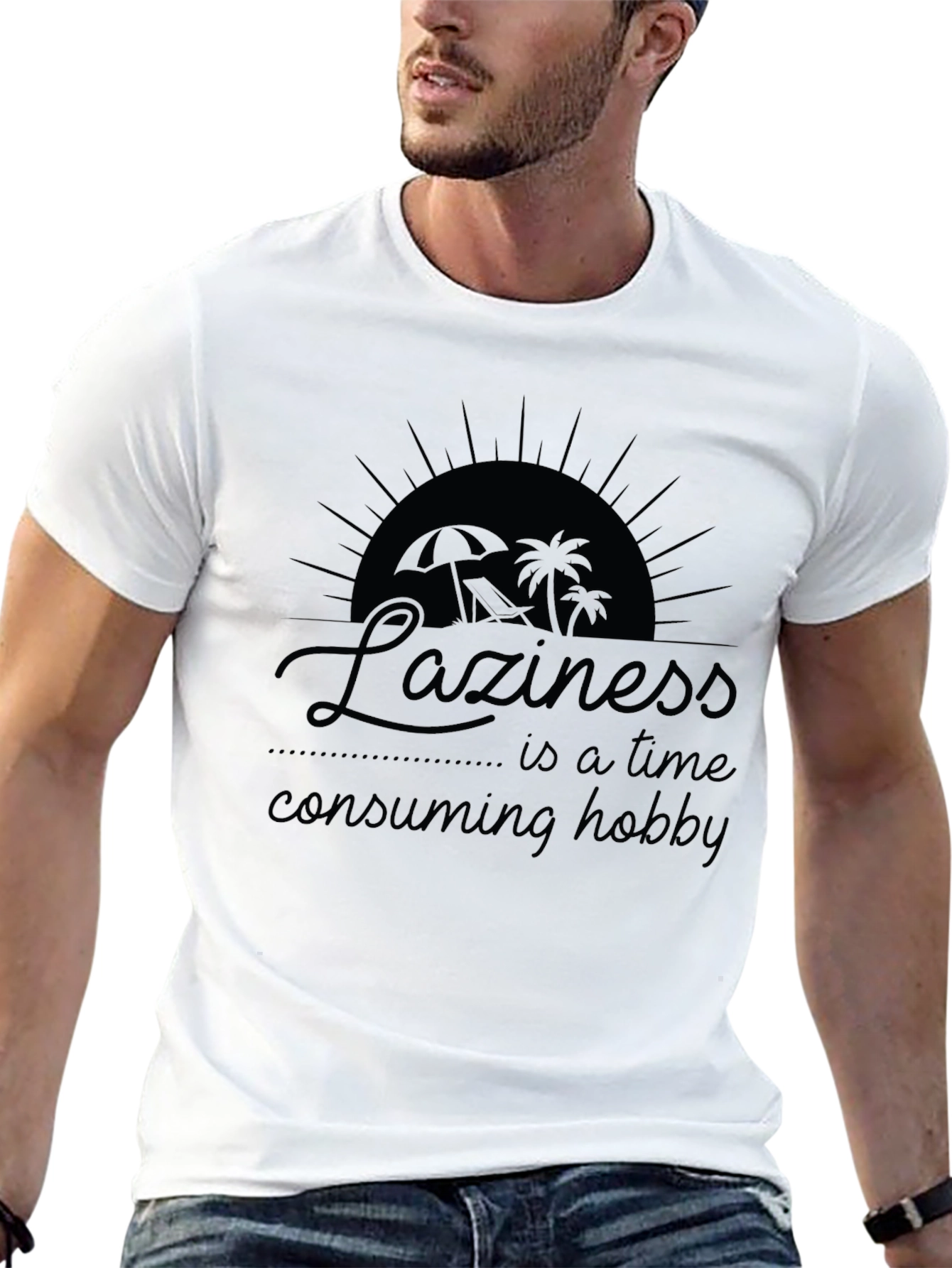 Laziness Hobby Black Graphic T-Shirt
