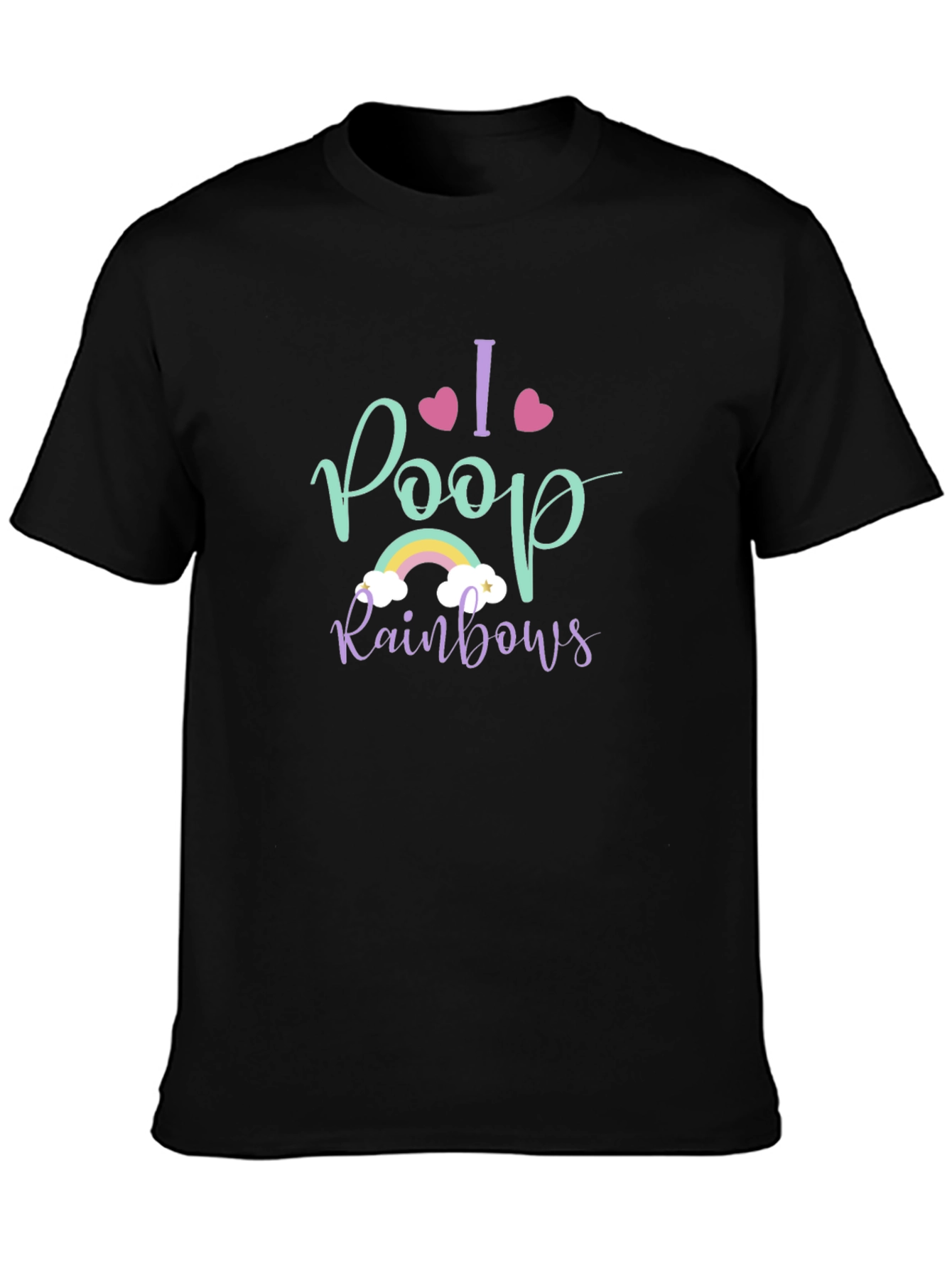 I Poop Rainbows Graphic Tee - Black Crew Neck