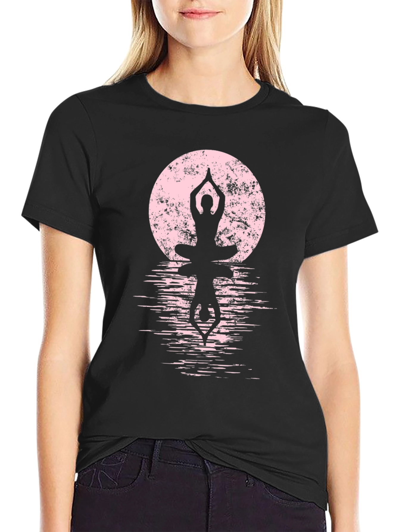 Yoga Moon Graphic Tee - Mens Black Cotton T-Shirt