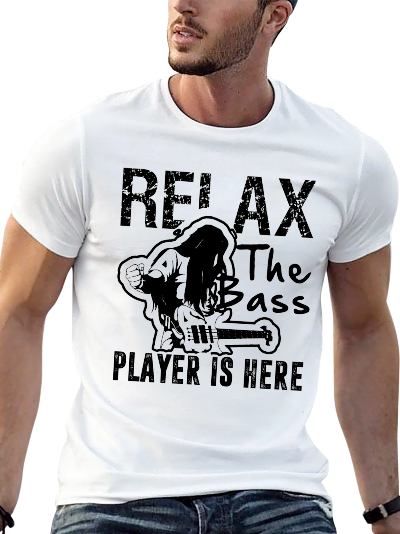 Relax Bass Player Here Black T-Shirt
