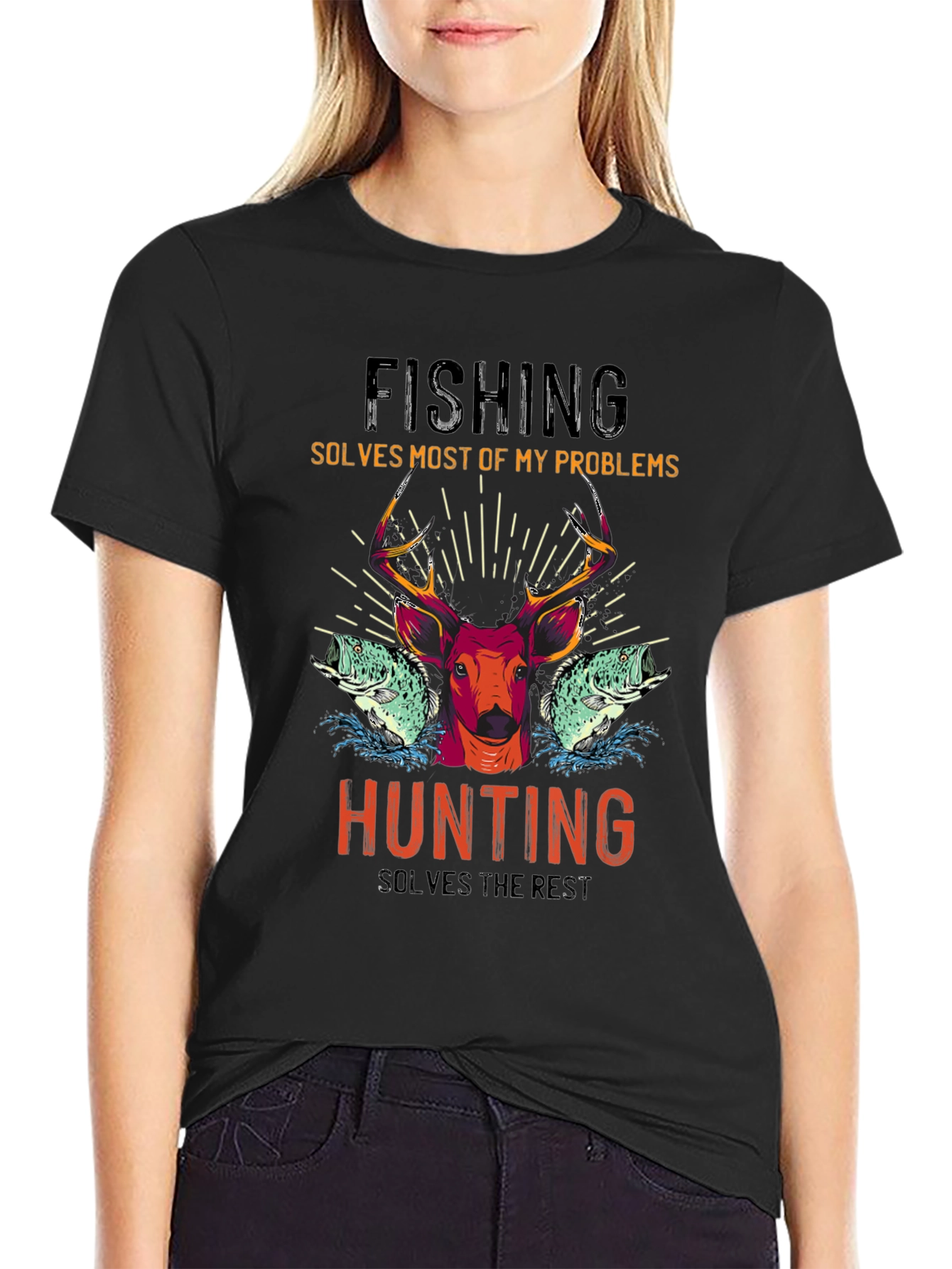 Fishing & Hunting T-Shirt - Solves Most Problems