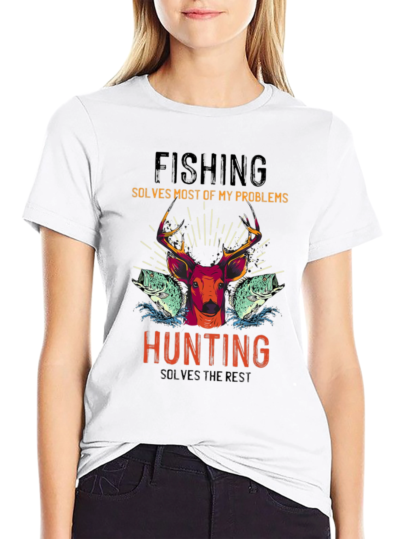 Fishing & Hunting T-Shirt - Solves Most Problems