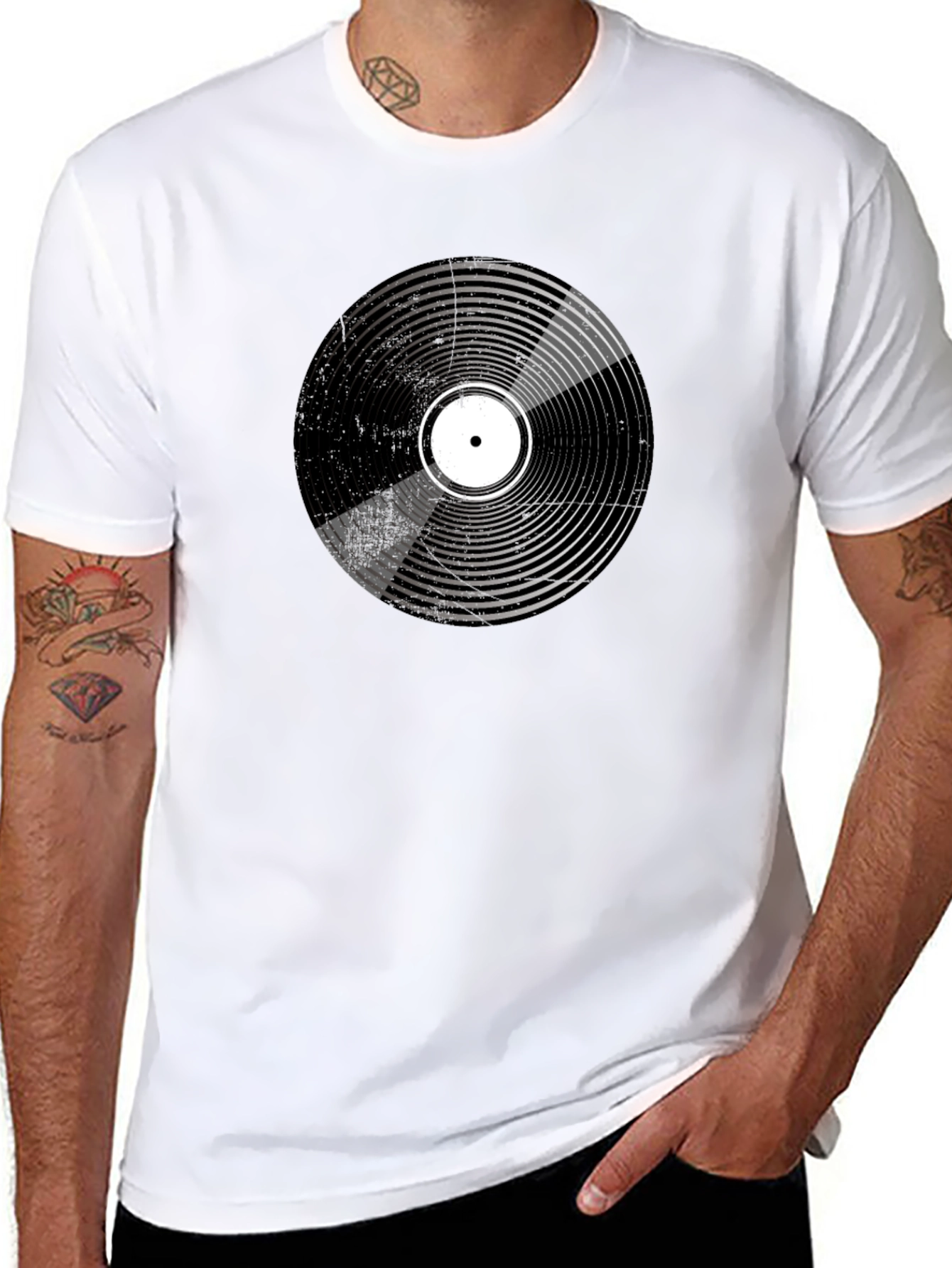 Retro Vinyl Record Graphic Black T-Shirt