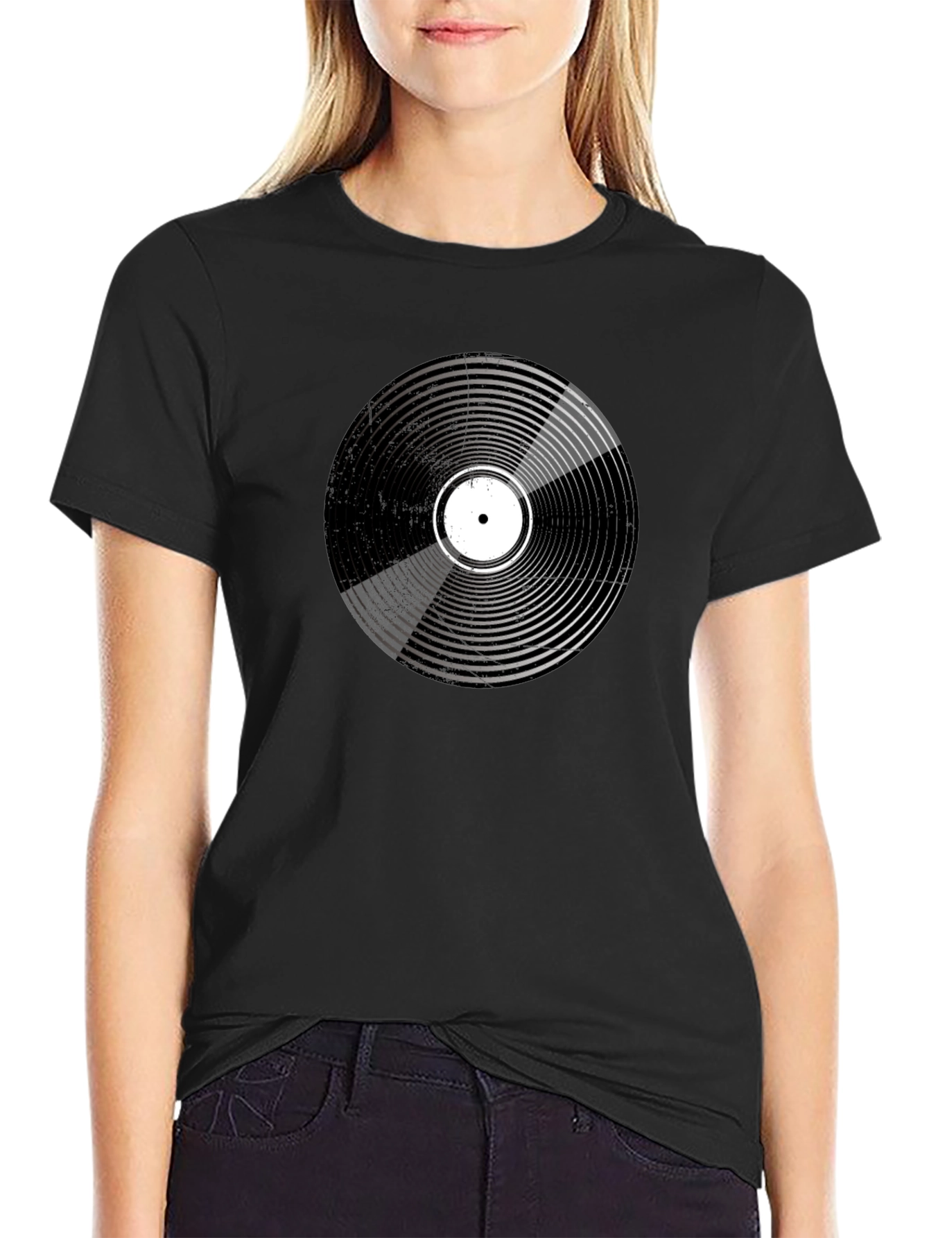 Retro Vinyl Record Graphic Black T-Shirt