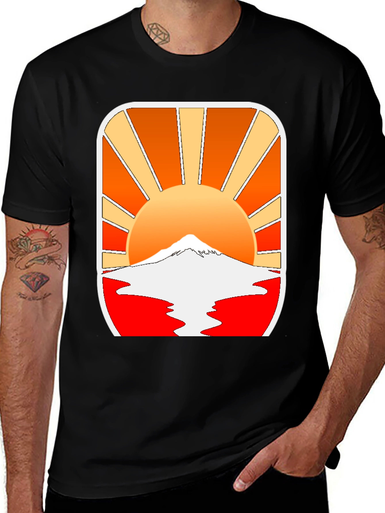 Retro Sunset Graphic Tee - Mountain View
