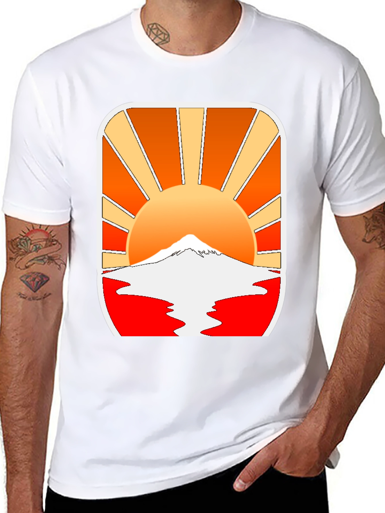 Retro Sunset Graphic Tee - Mountain View