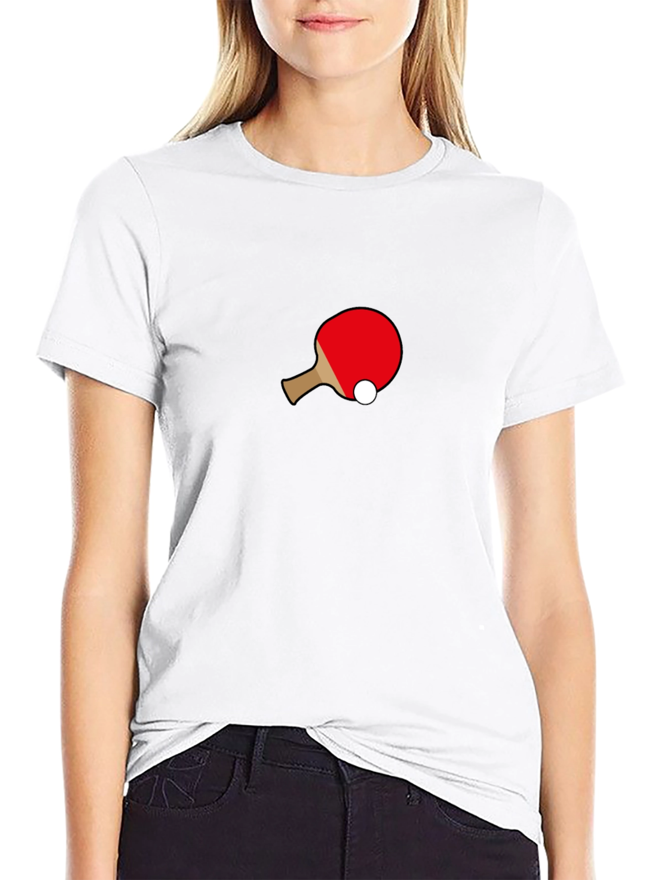 Ping Pong Paddle Graphic Tee - Black Cotton T-Shirt
