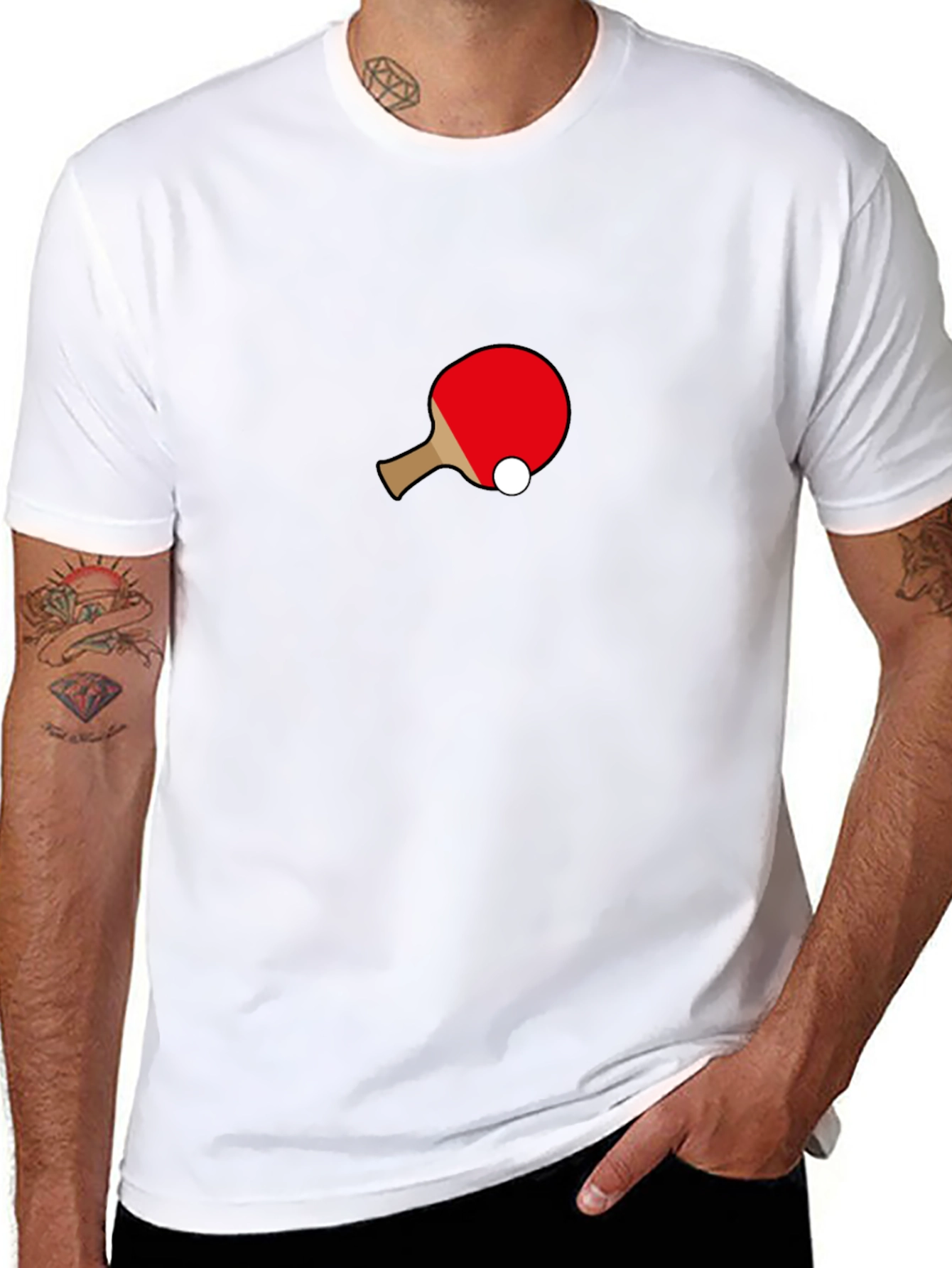 Ping Pong Paddle Graphic Tee - Black Cotton T-Shirt