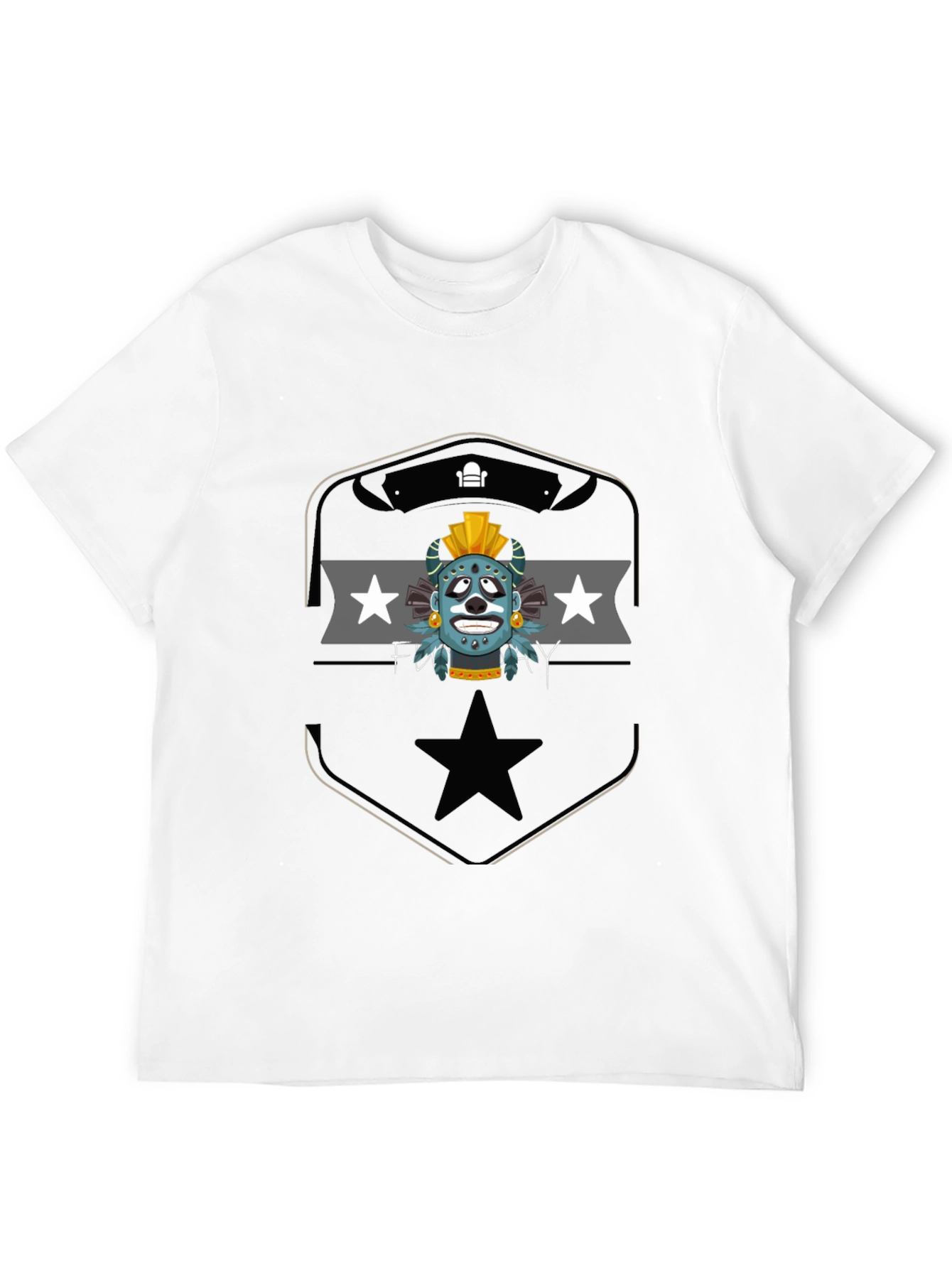 Aztec Mask Graphic Tee - Black Cotton T-Shirt