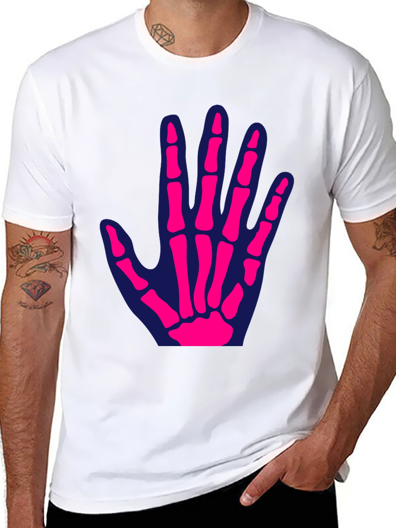 Skeleton Hand Graphic Tee - Fun Halloween T-Shirt