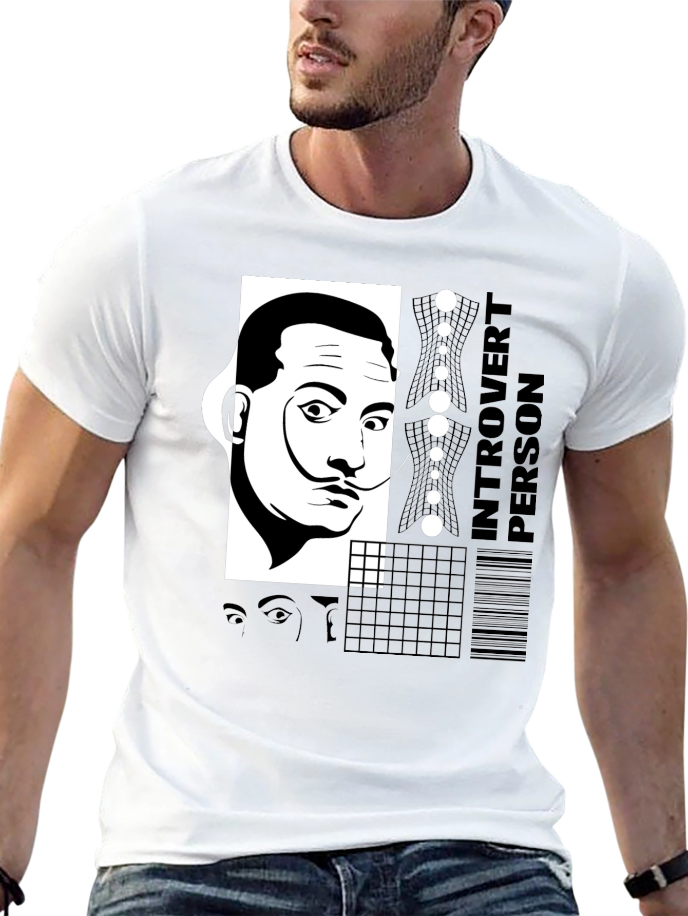 Dali Introvert Person Black T-Shirt