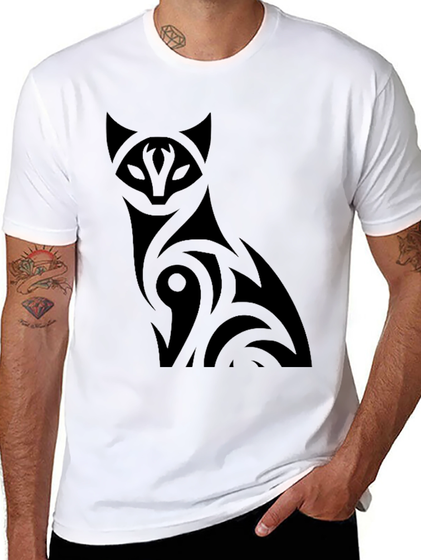 Stylish Black Cat Graphic T-Shirt