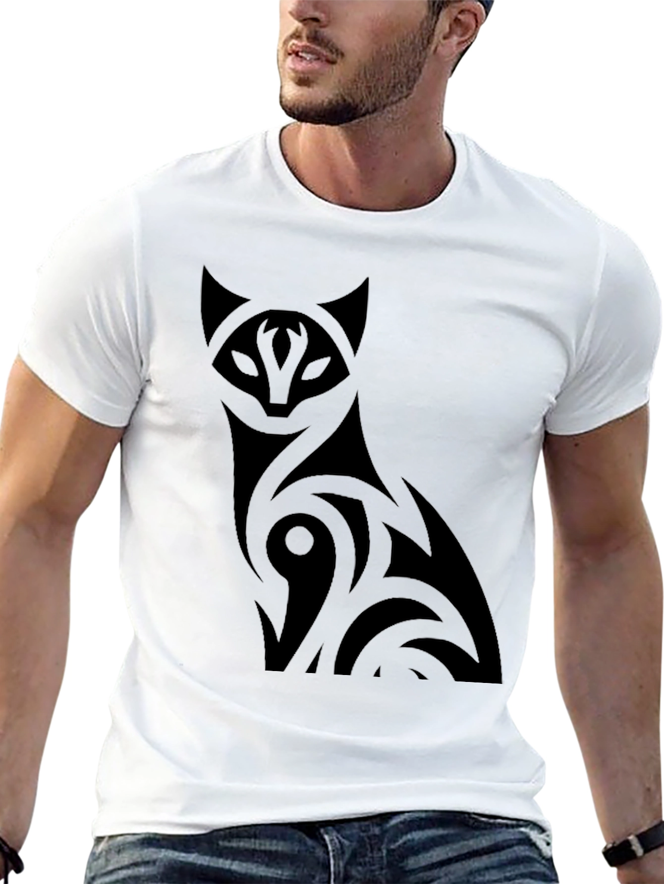 Stylish Black Cat Graphic T-Shirt